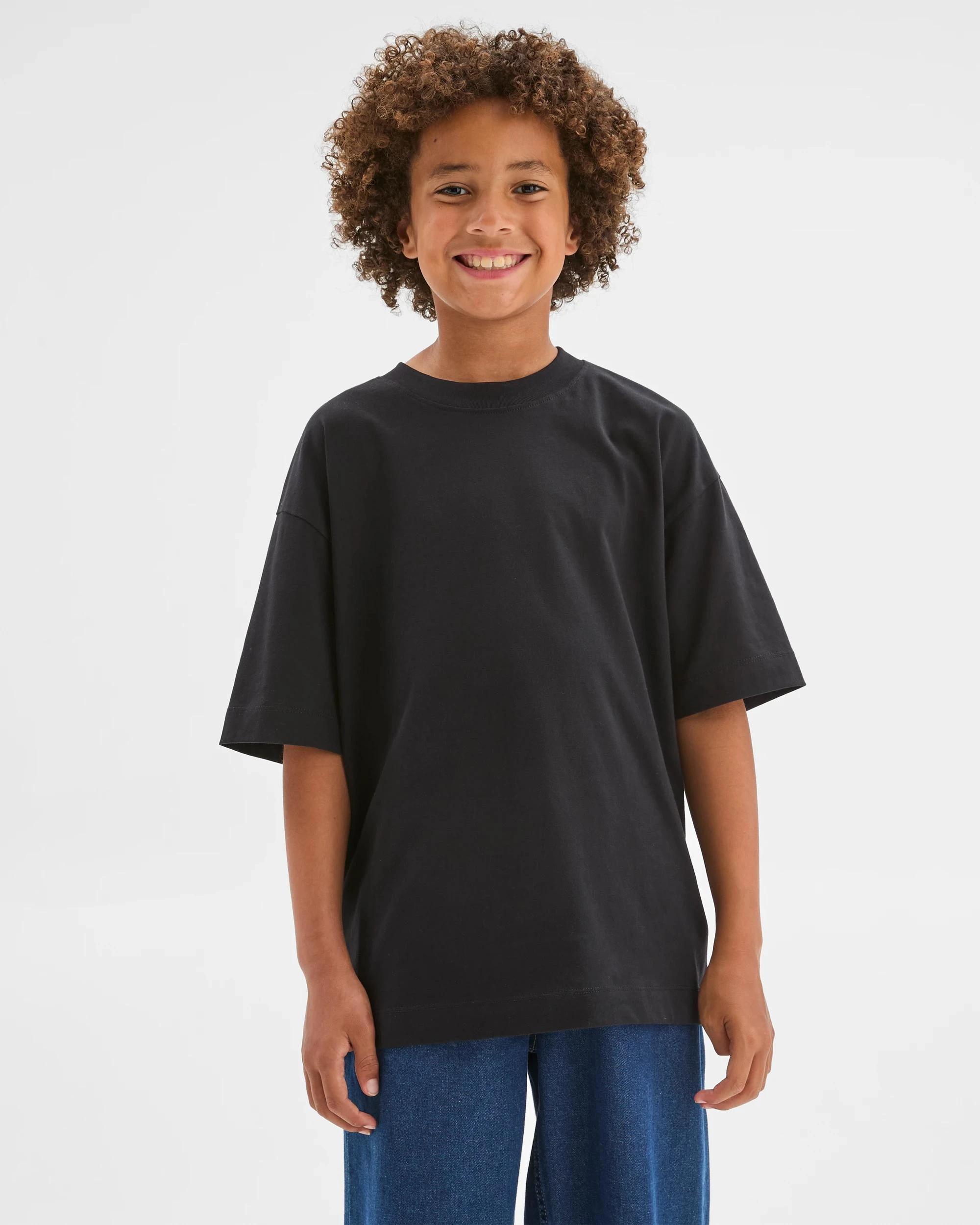 2 Target Kids Australian Cotton Oversized Plain T-Shirt BLACK, 2 of 5
