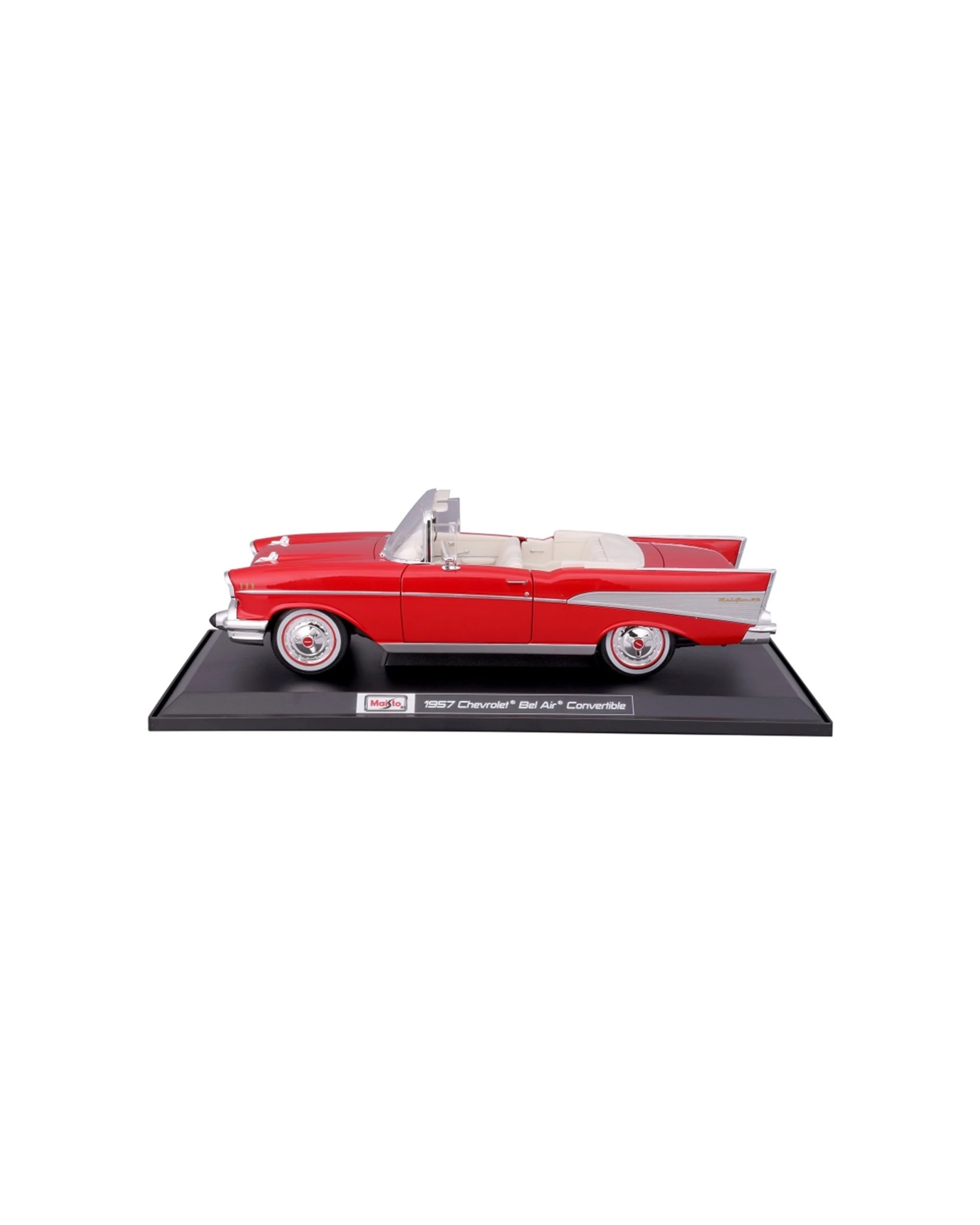 6 Maisto 1957 Chevrolet Bel Air Convertible Diecast Model Car Replica - Red, 6 of 7