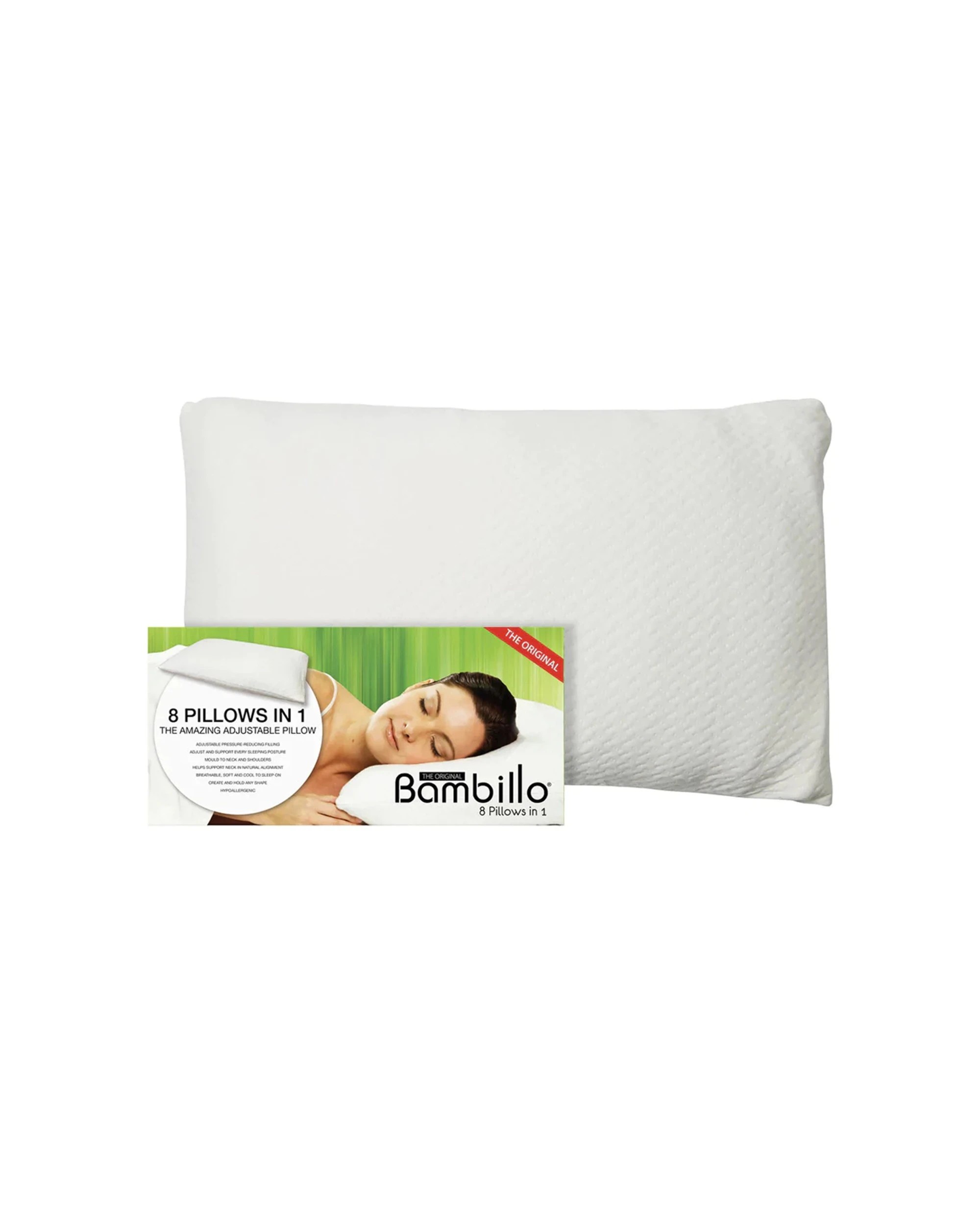 2 Bambillo 8-in-1 Pillow Queen Rectangle Home Bedding Soft Sleeping Cushion
 - White, 2 of 3