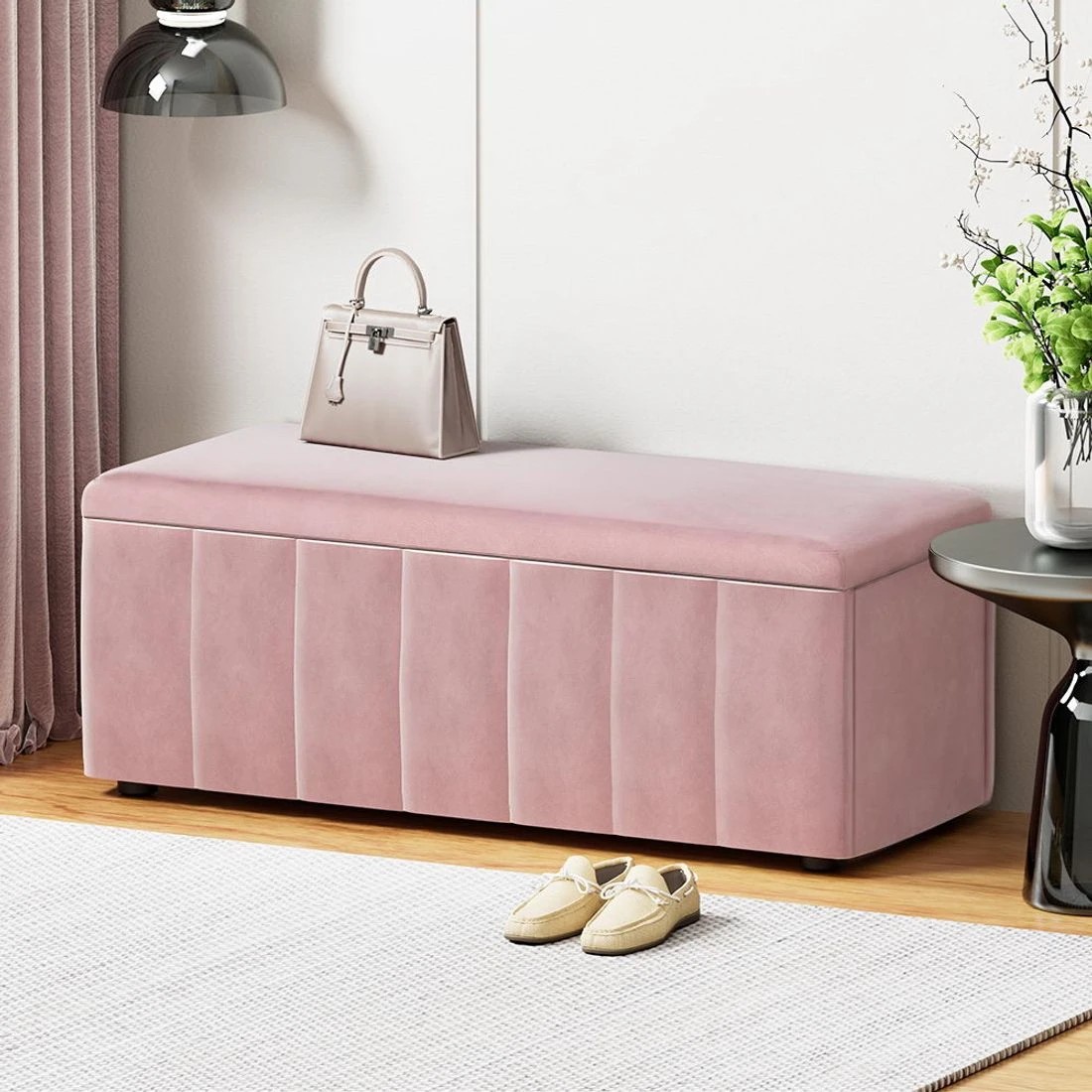 3 Artiss Storage Ottoman Blanket Box 103cm - Pink, 3 of 7