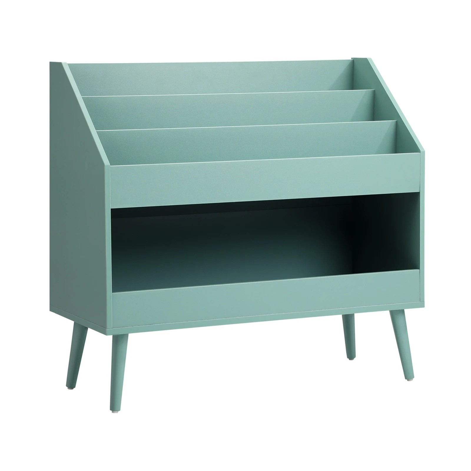 7 Oikiture Kids Bookshelf Children Bookcase Organiser Toy Storage Shelf - Green, 7 of 8