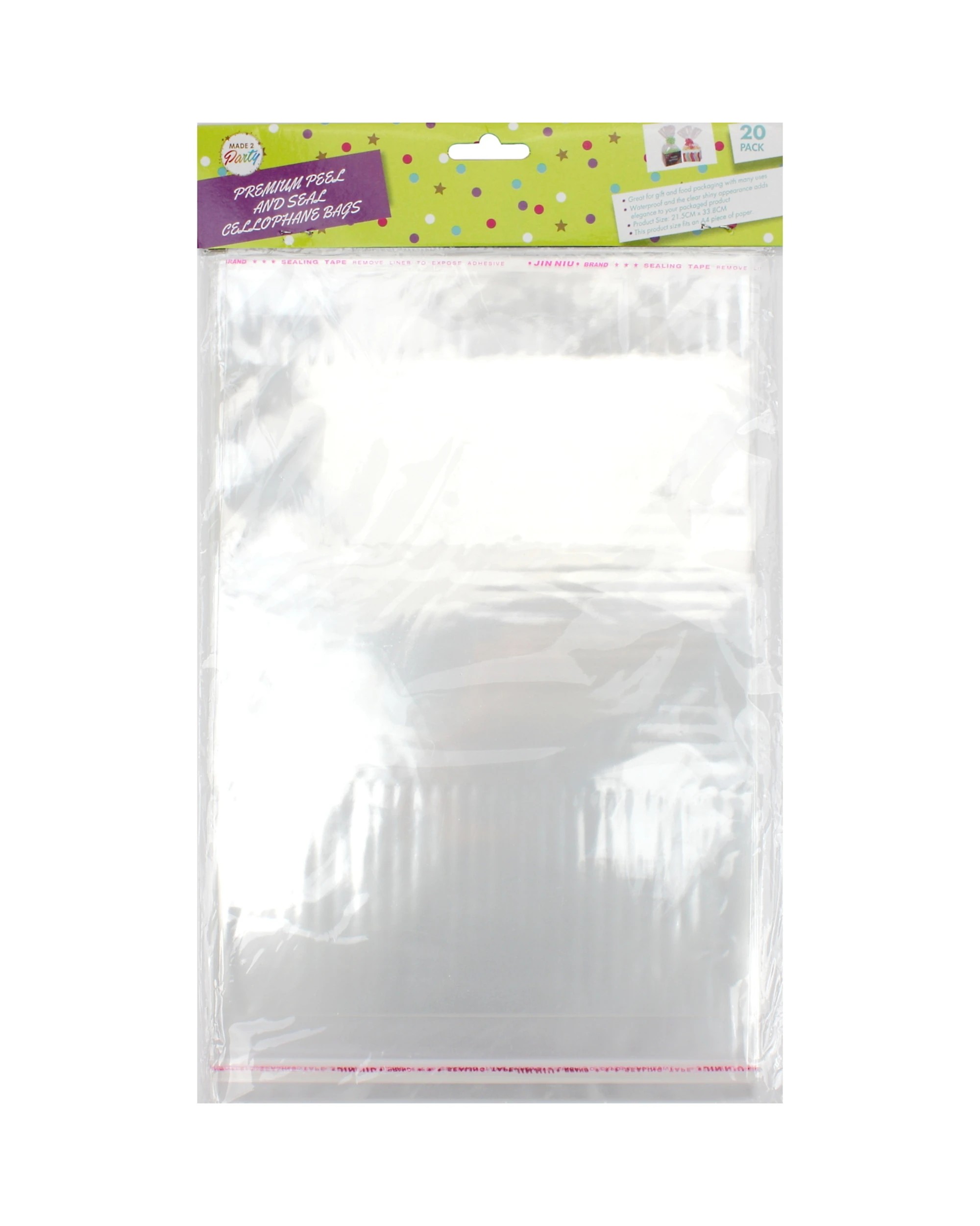 1 Durmaz A4 Clear Peel and Seal Cello Bags Pack of 20, 1 of 2