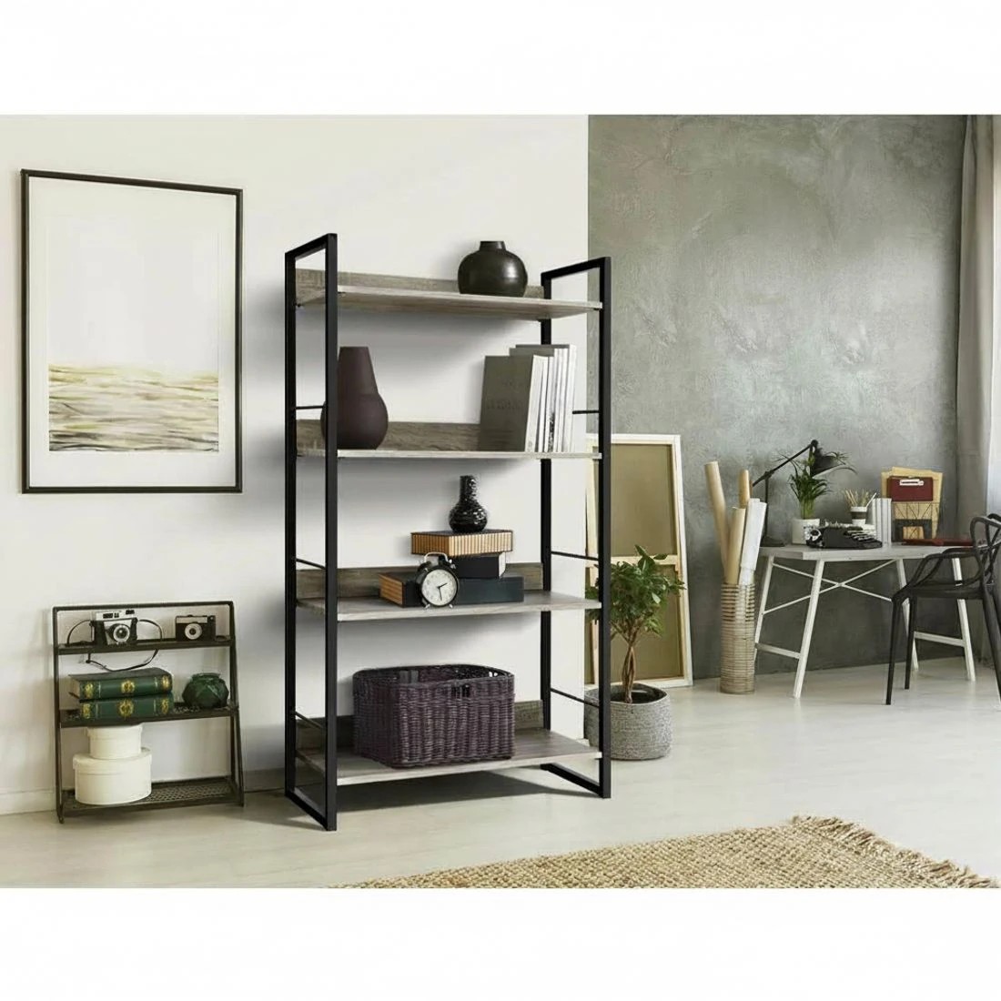 4 Artiss Bookshelf 4 Tiers - NOE  and Oak - Natural, 4 of 6