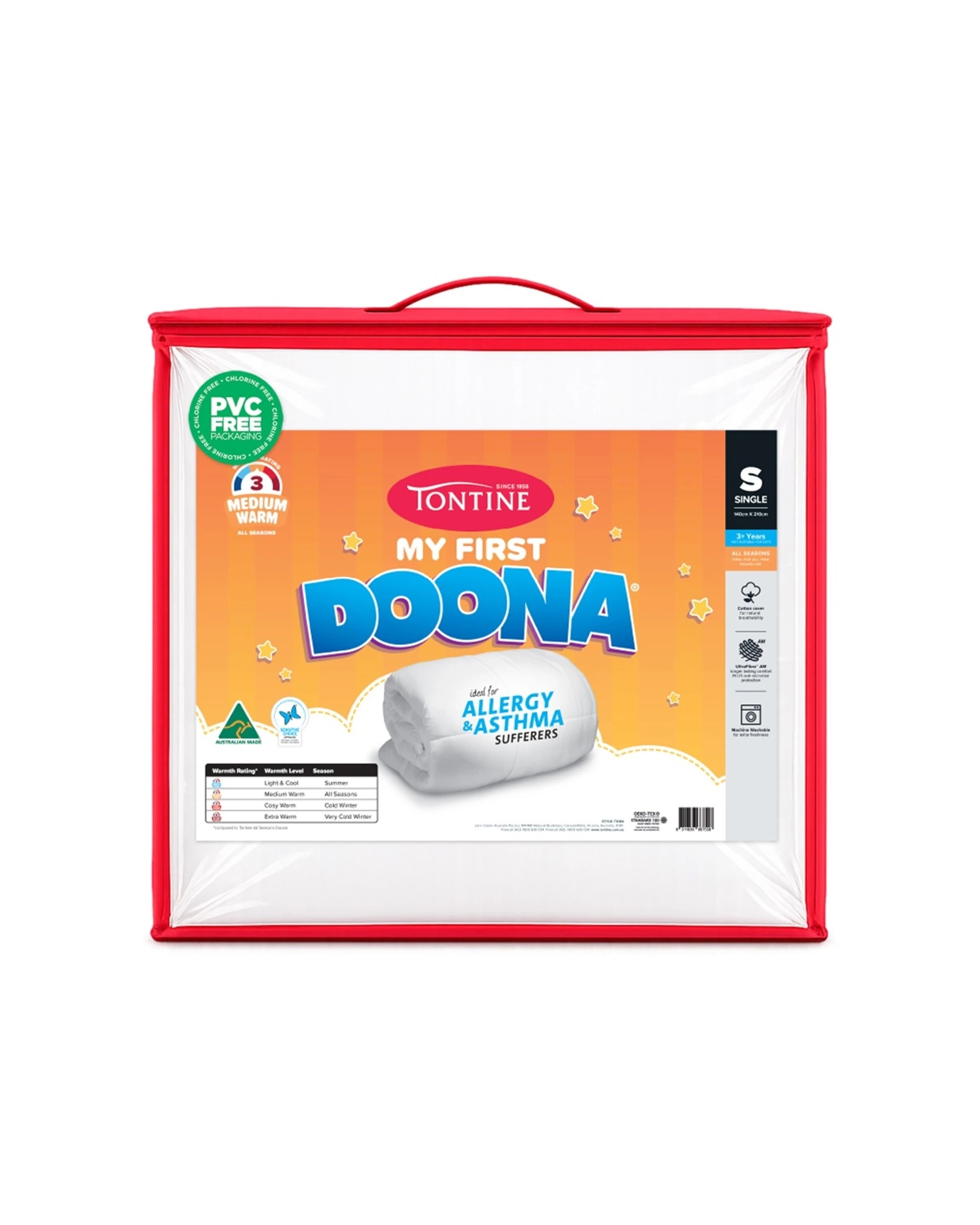 1 Tontine Kids My First Doona Cotton Cover All Season Warmth Quilt Single 3y+ - Single Bed - White, 1 of 4