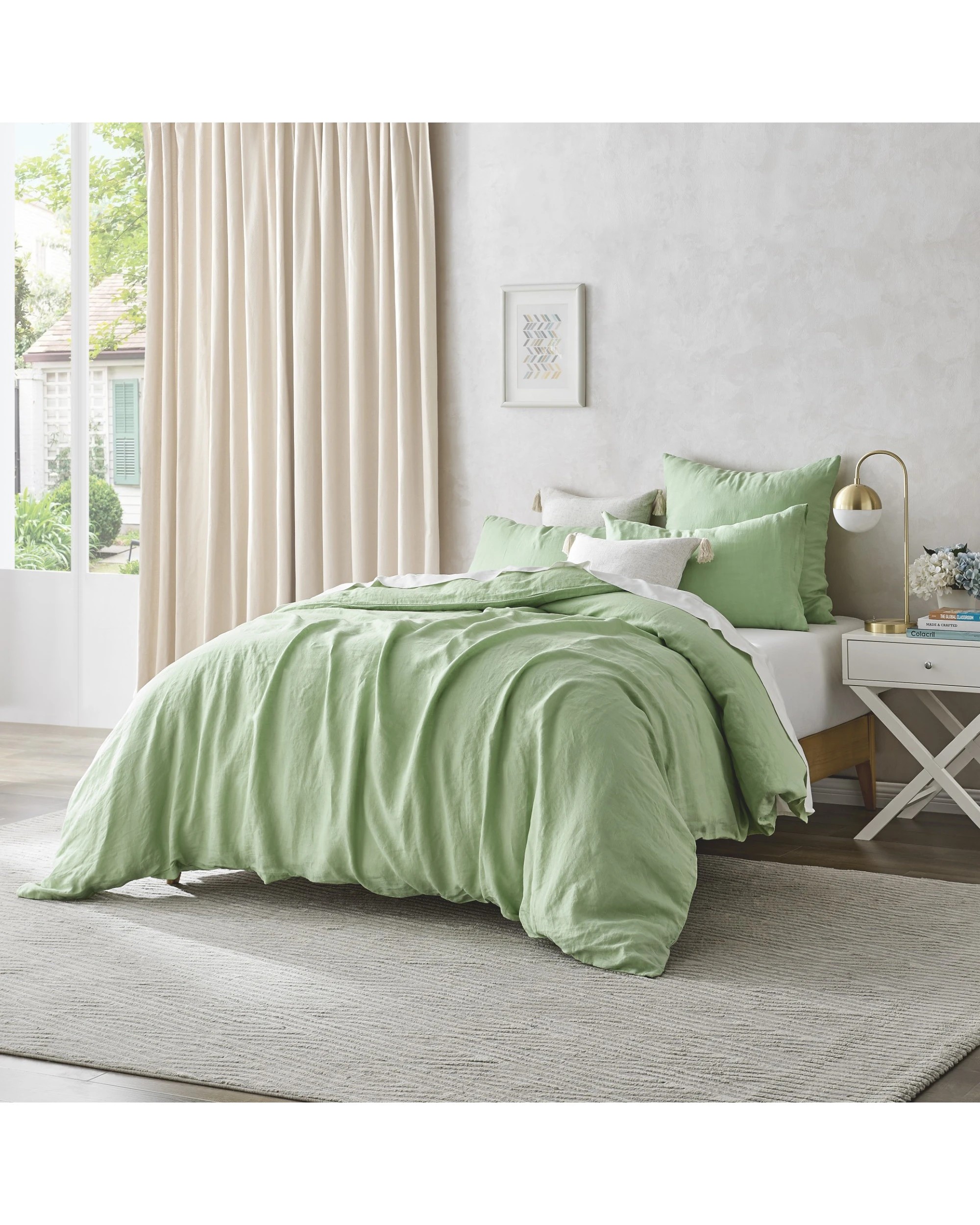 3 Natural Home 100% European Flax Linen Quilt Cover Set - Super King Bed - Sage, 3 of 9