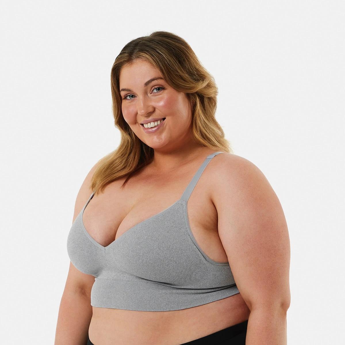 2 Full Figure Wirefree Seamfree T-Shirt Bra GREY MARLE, 2 of 5