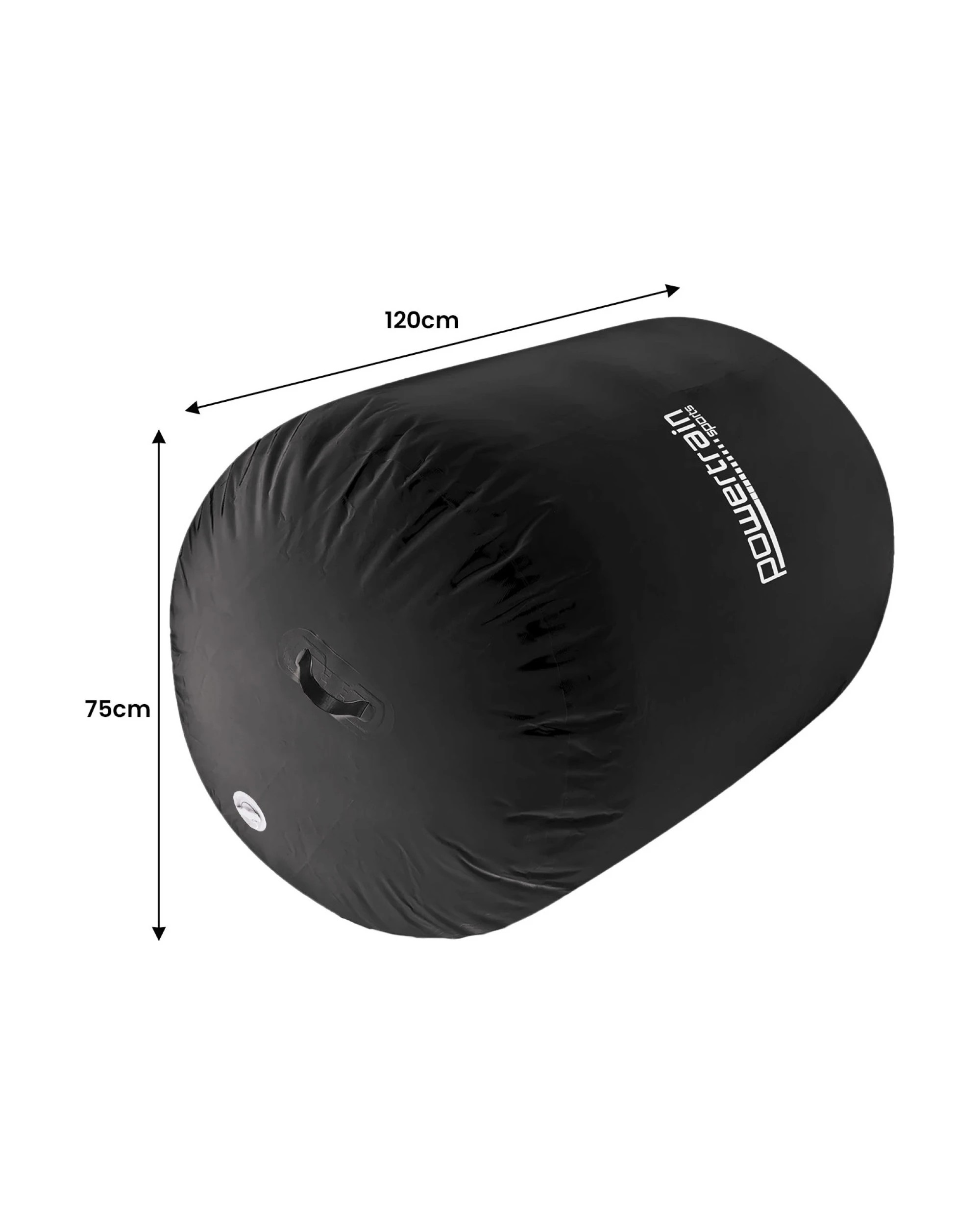 2 Powertrain 120cm x 75cm Inflatable Air Barrel Exercise Roller Gymnastics Training Aid - Black, 2 of 5