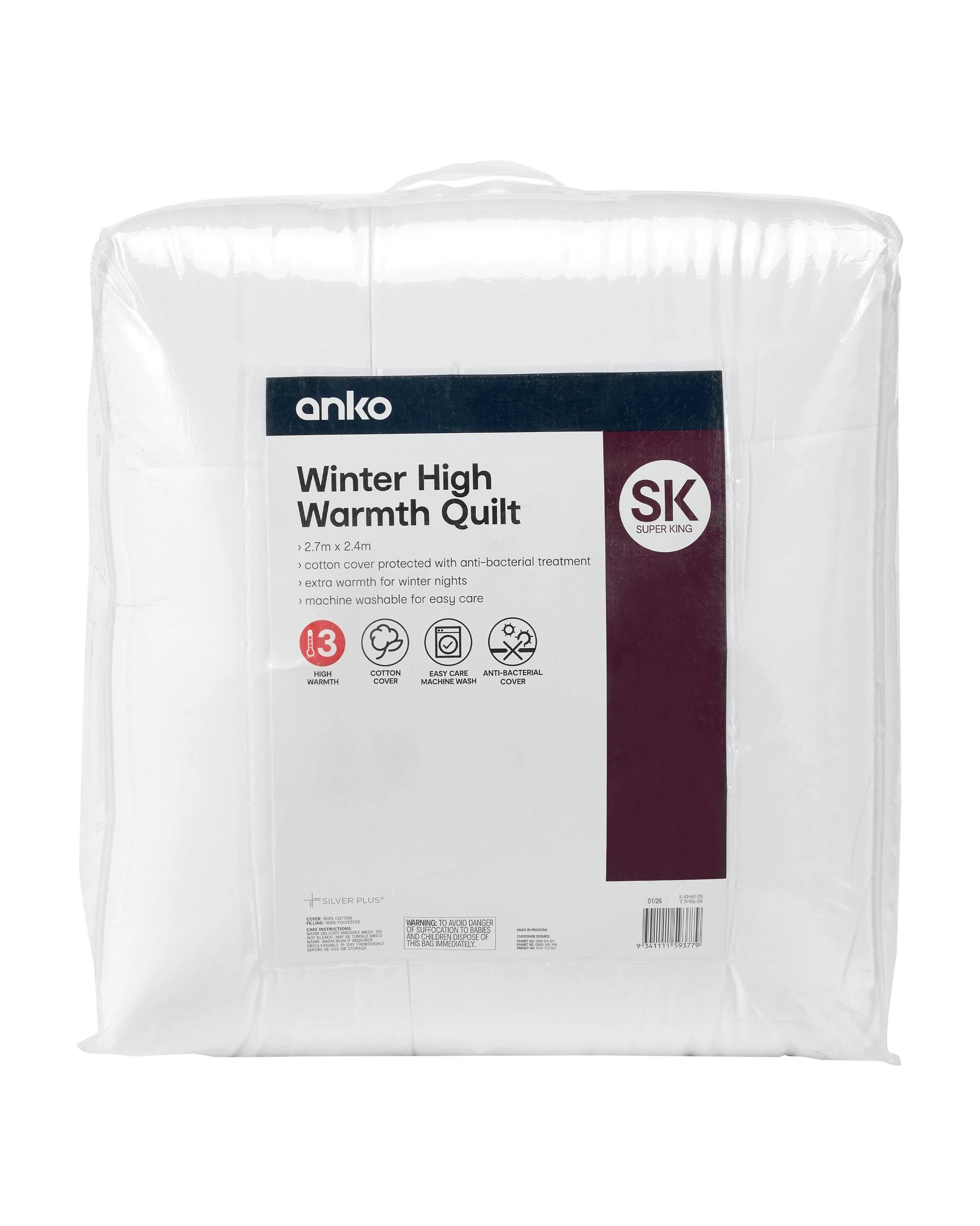 4 Winter High Warmth Quilt - Super King Bed, White, 4 of 4