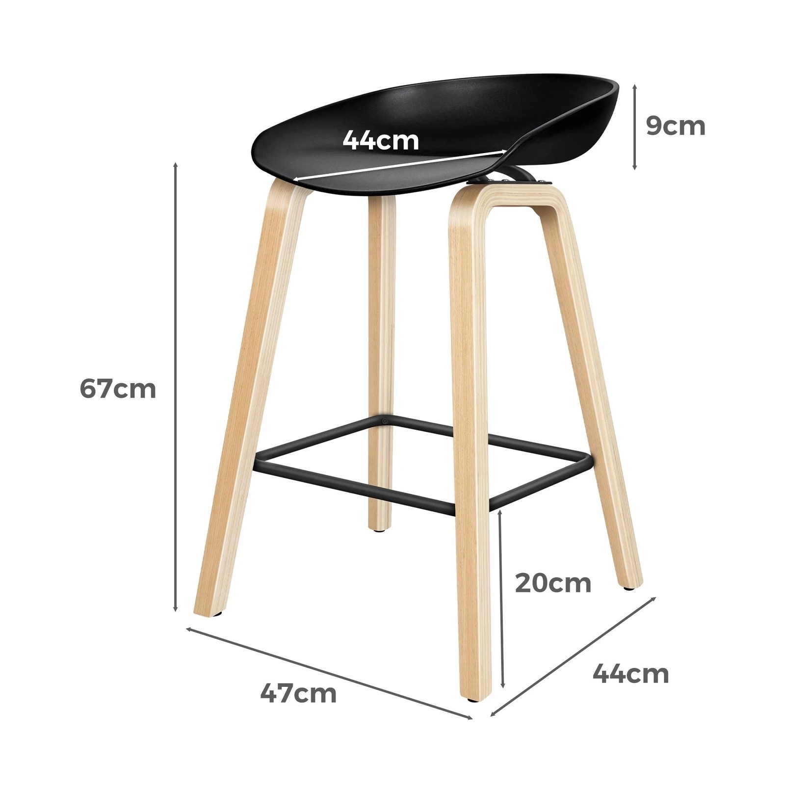 5 Alfordson 2x Kitchen Bar Stools Counter Wooden Chairs - Black, 5 of 10