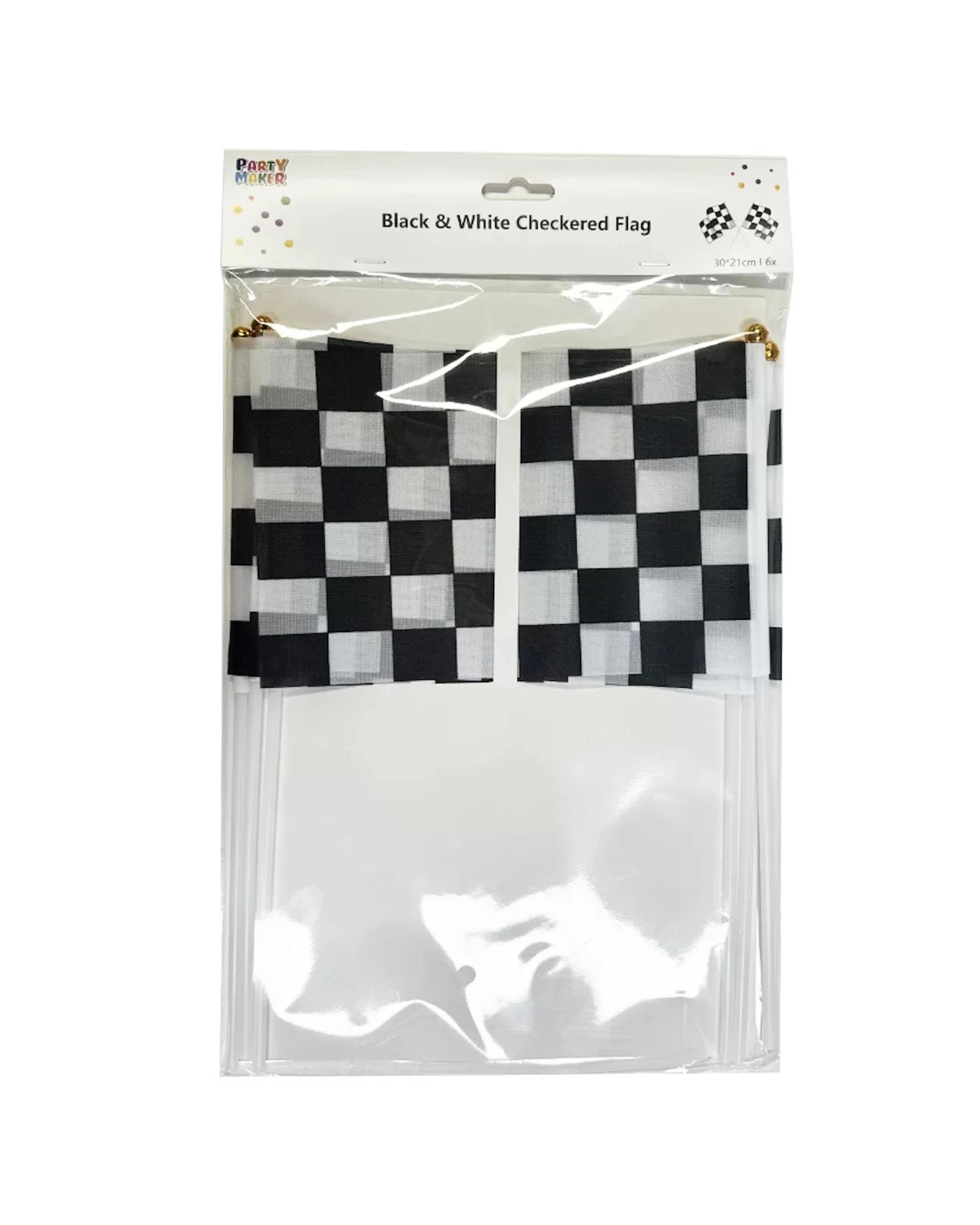 thumbnail image 2 of Trade Winds 4x6 Inch Checkered Desk Flags – Black & White – Pack Of 6 With Staffs (Miniature Table Flags) 2 of 4