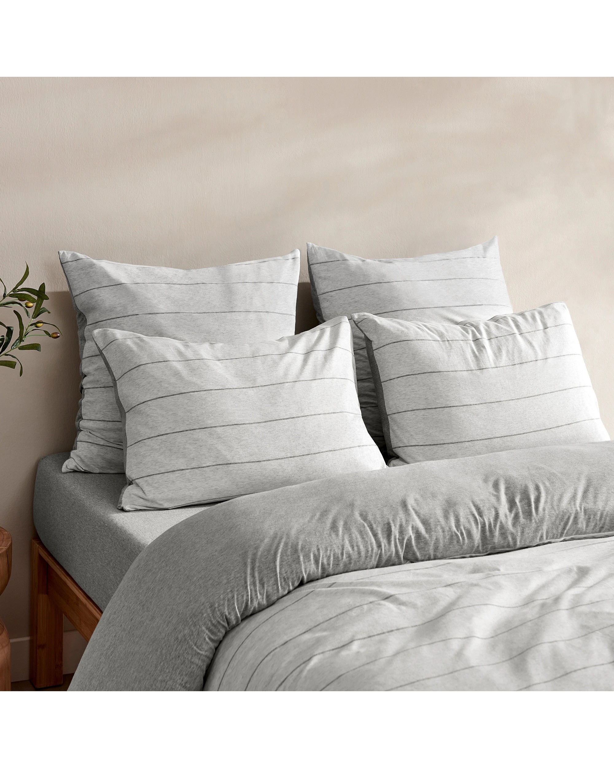 3 Dreamaker Jersey Luxe 100% Cotton Reversible Quilt Cover Set Charcoal - King Bed - Silver Grey, 3 of 10