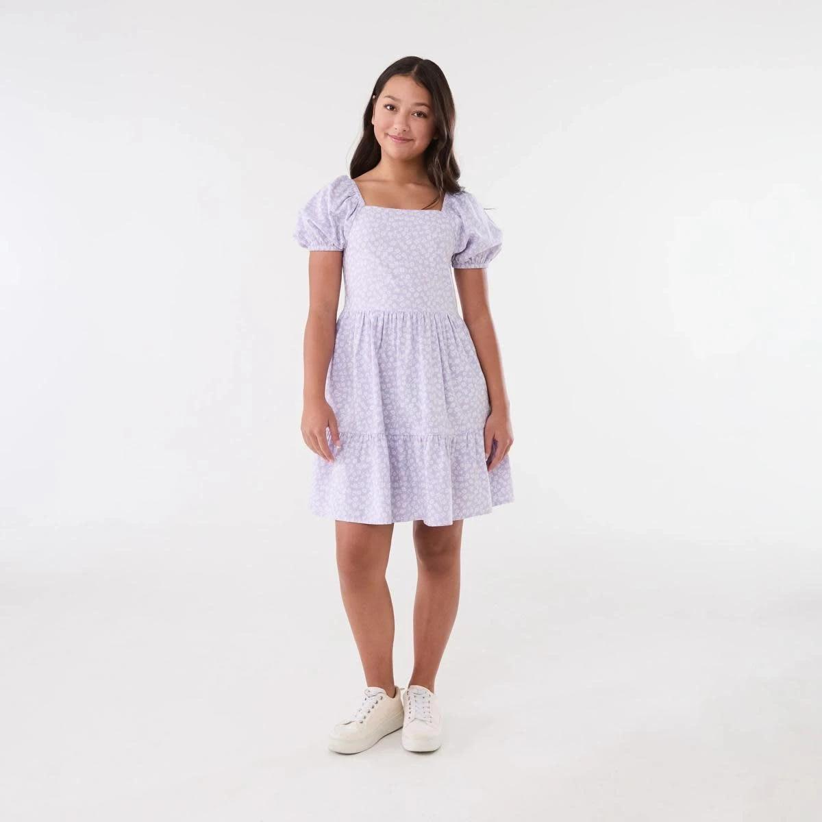 1 Puff Sleeve Dress BLOSSOM FIELD PASTEL LILAC, 1 of 5