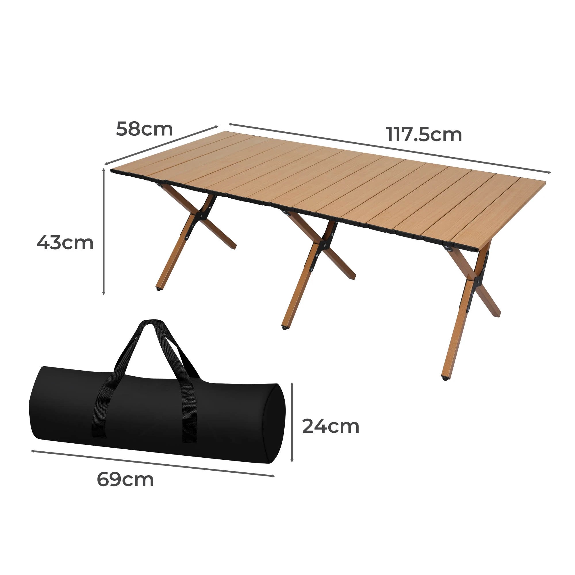 3 Levede Folding Camping Table Foldable Portable Picnic Outdoor Egg Roll BBQ Desk, 3 of 7