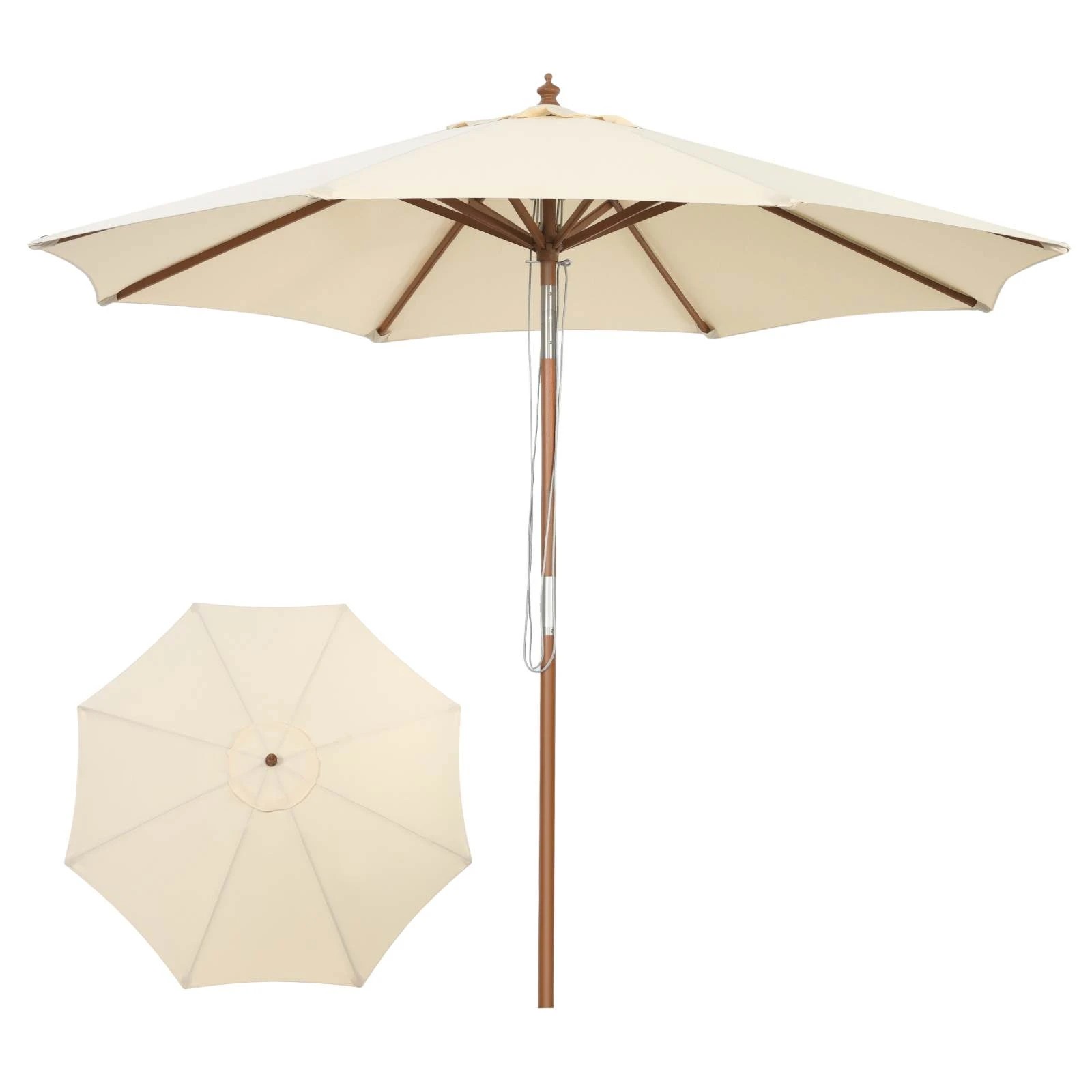 1 Costway 3M Patio Umbrella Waterproof Parasol Pulley Market Umbrella - Beige, 1 of 1