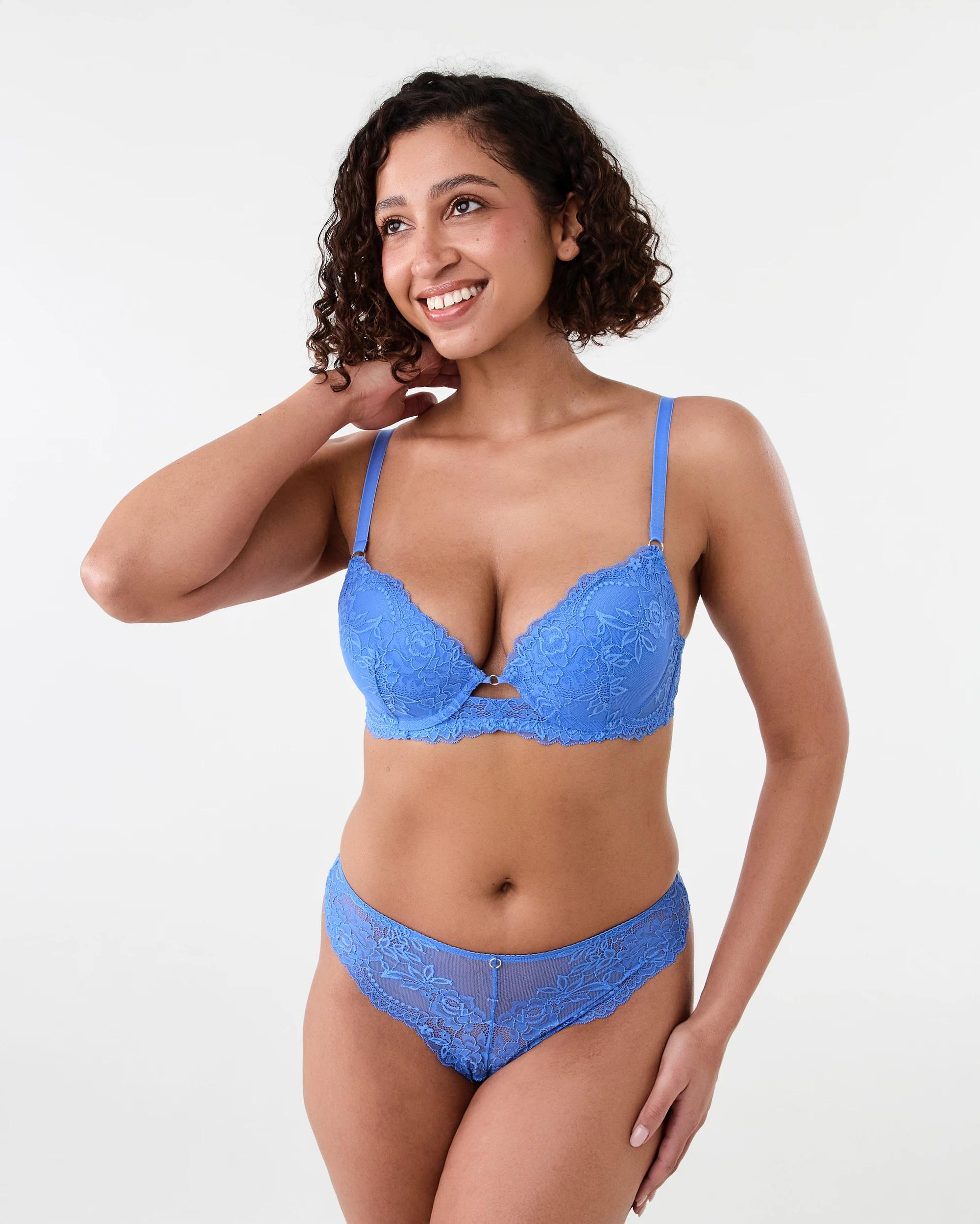 6 Co-ordinated Lace Cheeky Bikini Briefs Blu Marine, 6 of 6