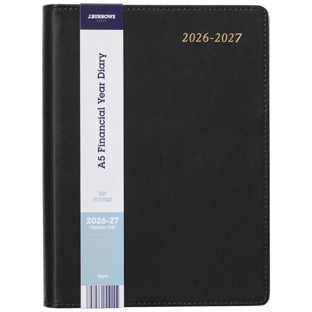 1 J.Burrows A5 Day to Page Executive FY26/27 Diary Black, 1 of 7