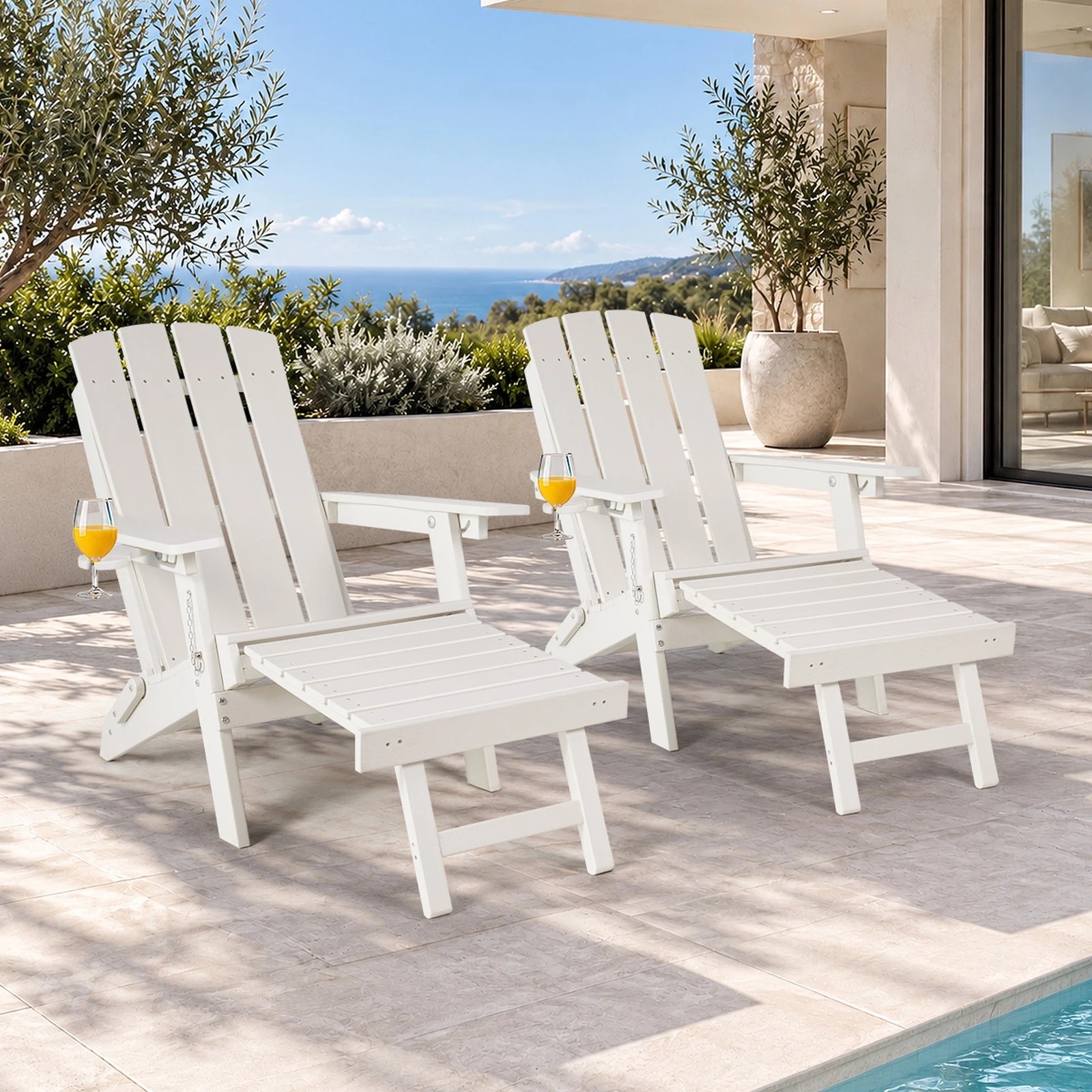 Livsip 2PCS Outdoor Sun Lounge Foldable HDPE Adirondack Chair - Kmart