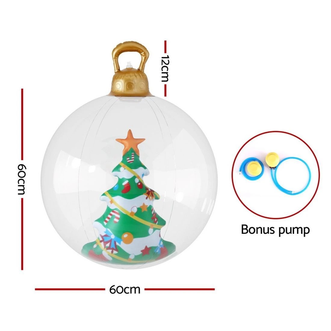 3 Jingle Jollys Christmas Inflatable Ball 60cm Tree Decoration Giant Bauble - Multi, 3 of 7
