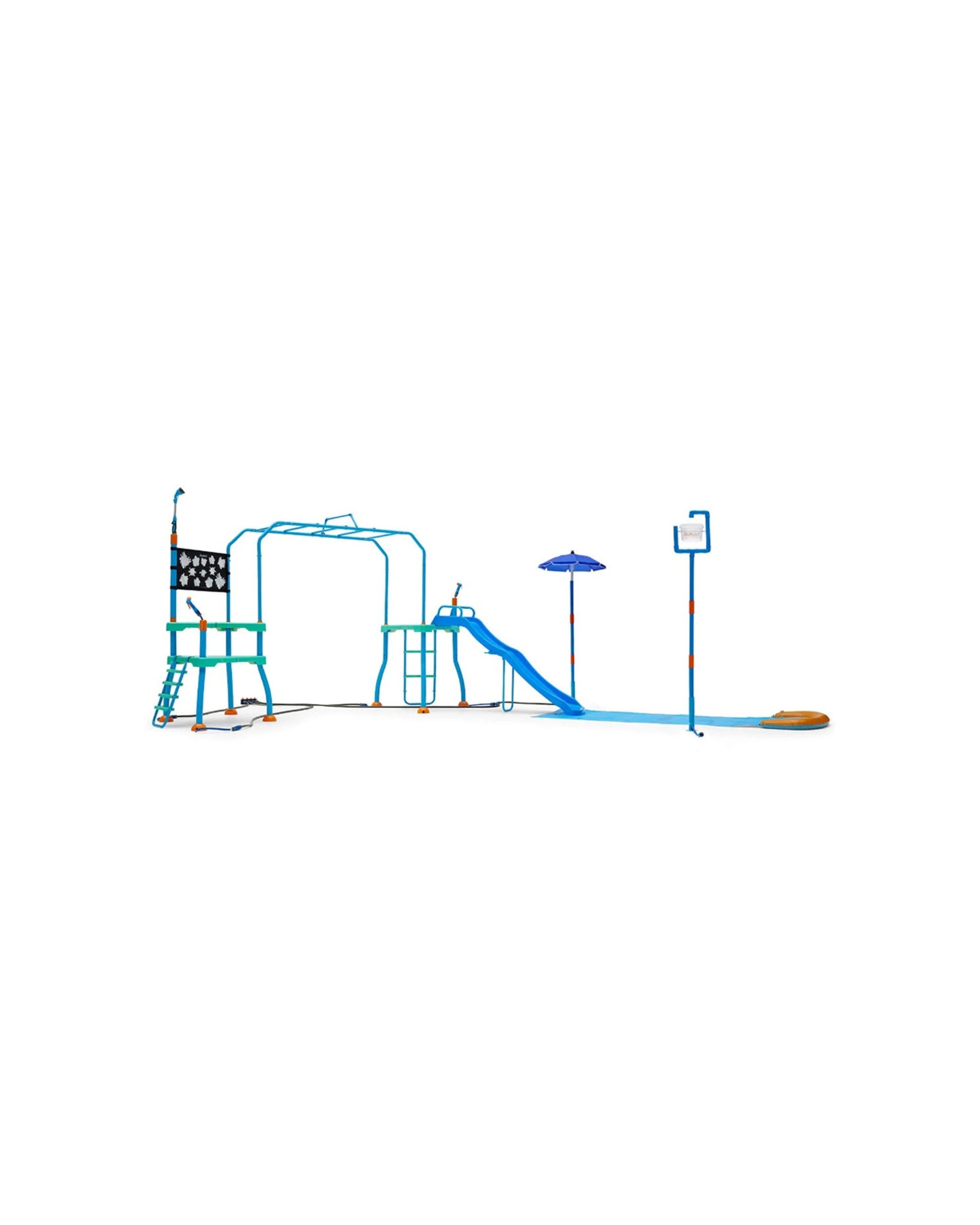 4 Plum Play Kids Outdoor Water Blaster Course Climbing Frame With 6 Foot Slide Sprinklers - Blue, 4 of 8