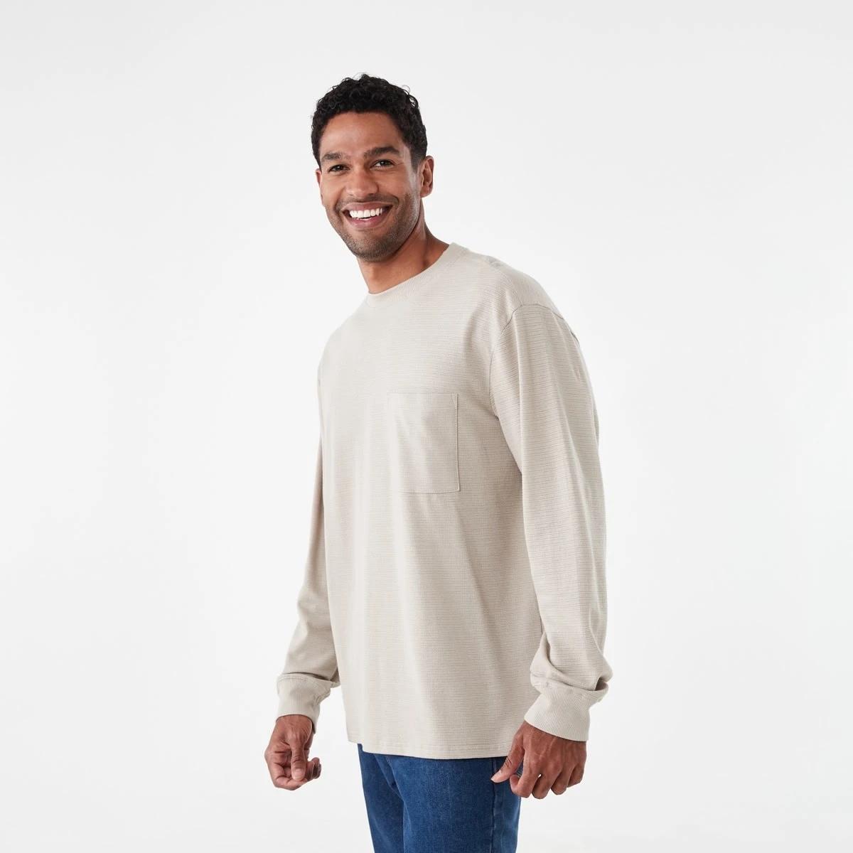 2 Long Sleeve Oversized Textured T-shirt Bge String, 2 of 5