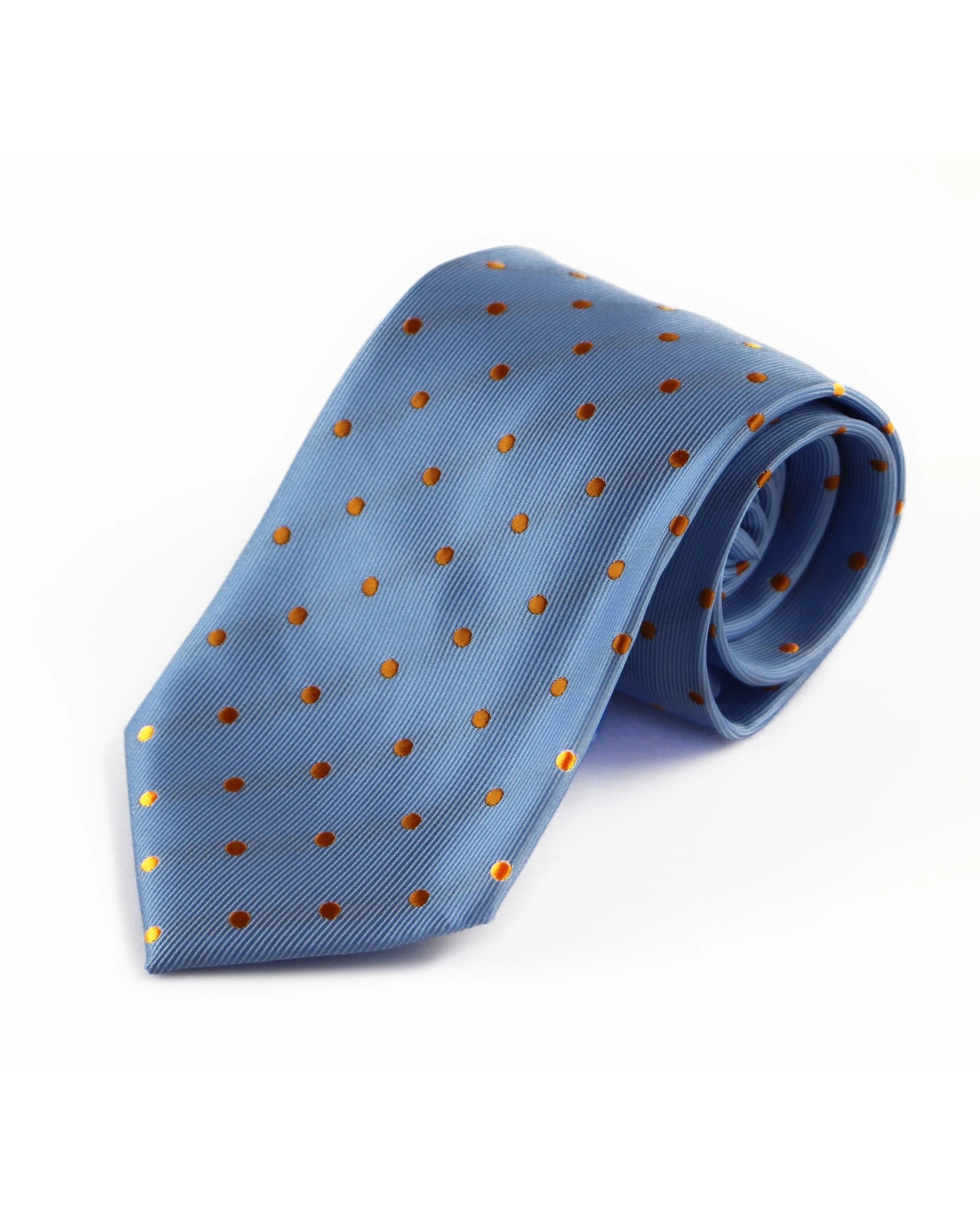 2 Zasel Mens Baby Blue & Orange Mini Polka Dot Patterned 8cm Neck Tie - Multi, 2 of 3