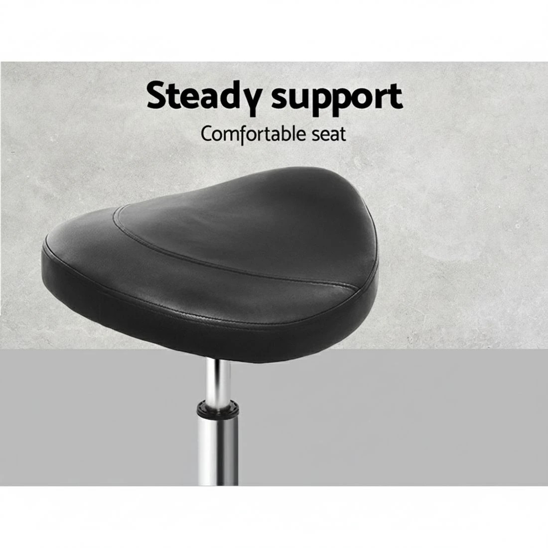 3 Artiss 2x Salon Stool Saddle Swivel Chair - Black, 3 of 4