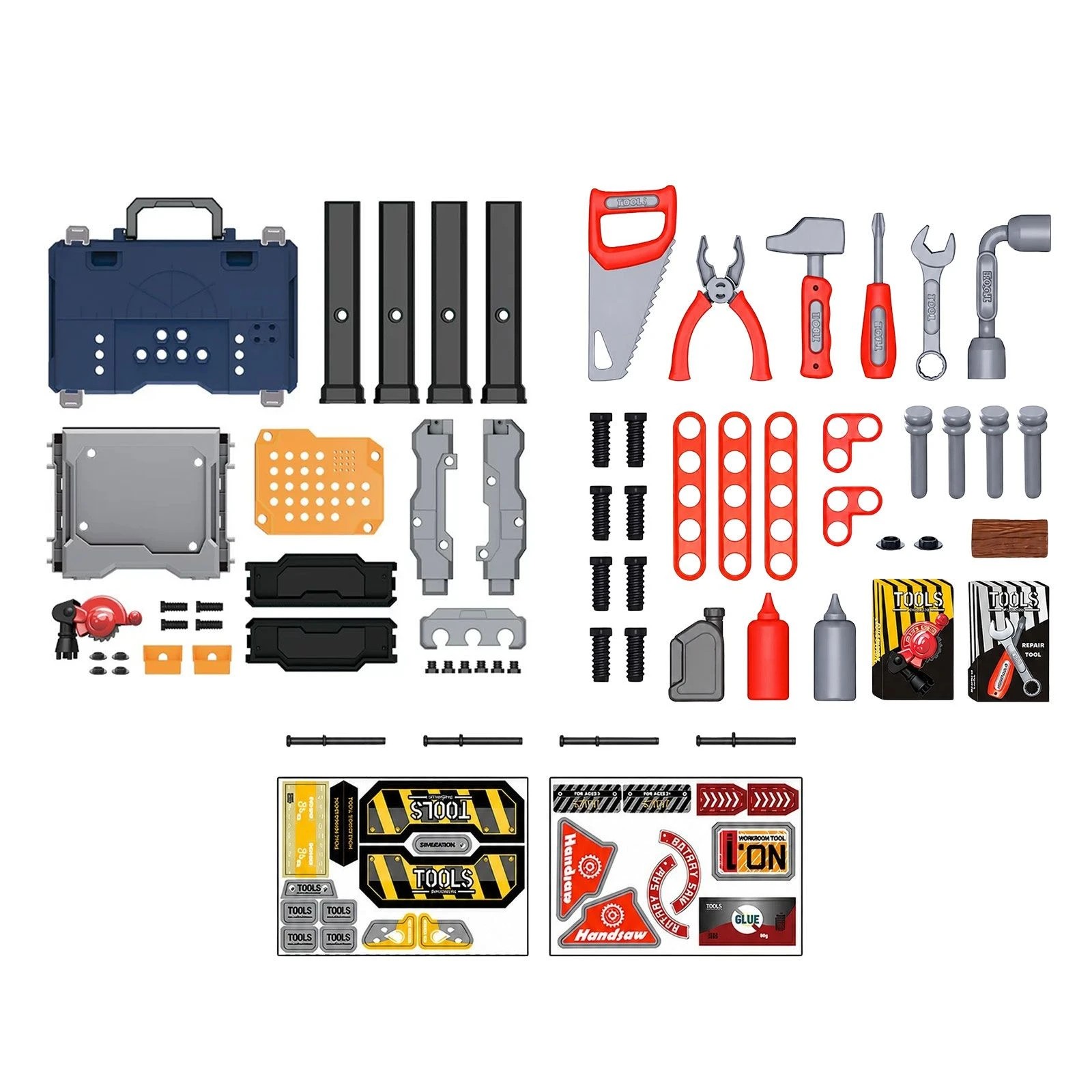 6 Ausway 65PCS Portable Kids Tool Workbench Set with Screws and Carry Case, 6 of 7
