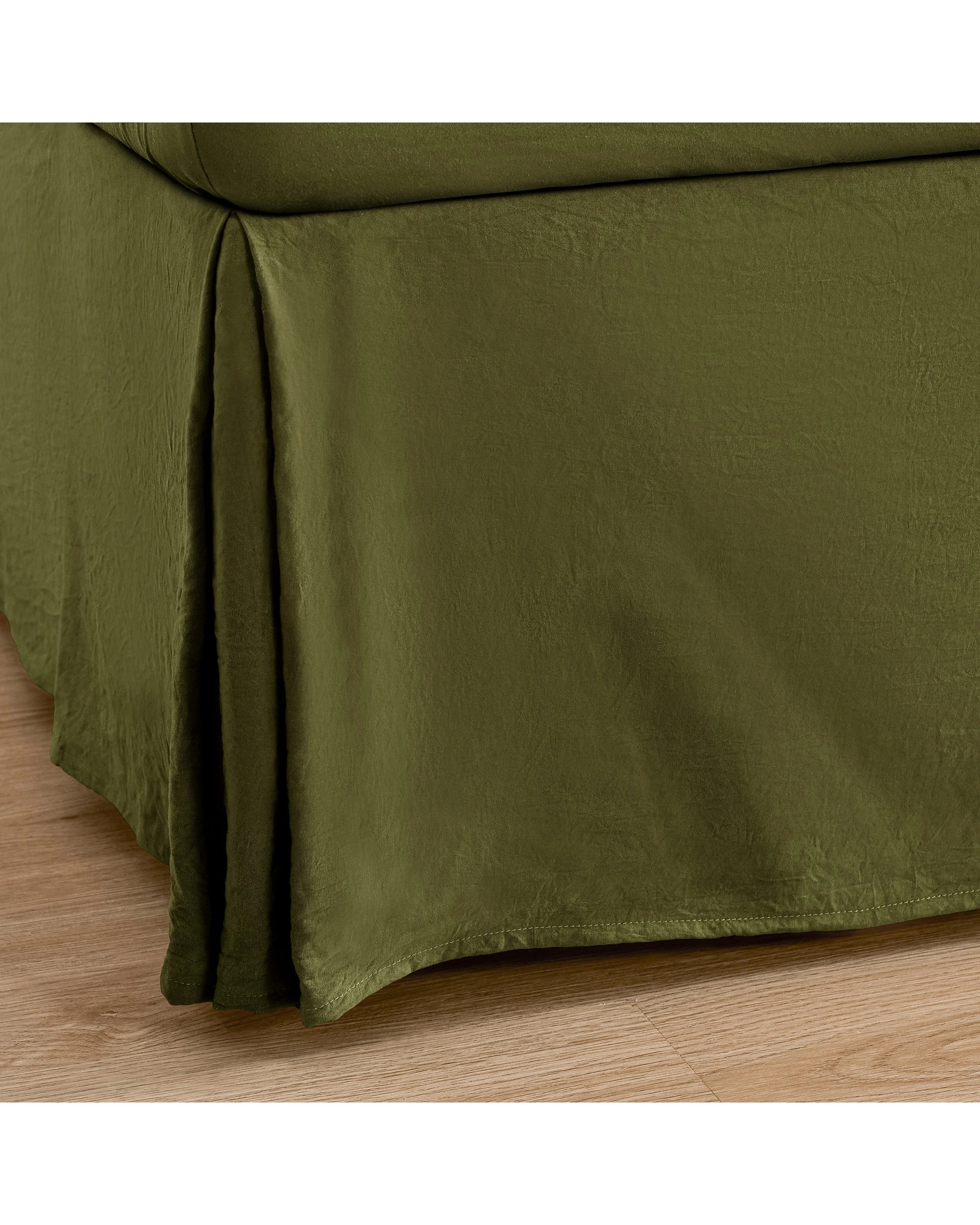 5 Dreamaker Superfine Washed Microfibre Pleated Valance - Super King Bed - Olive, 5 of 9