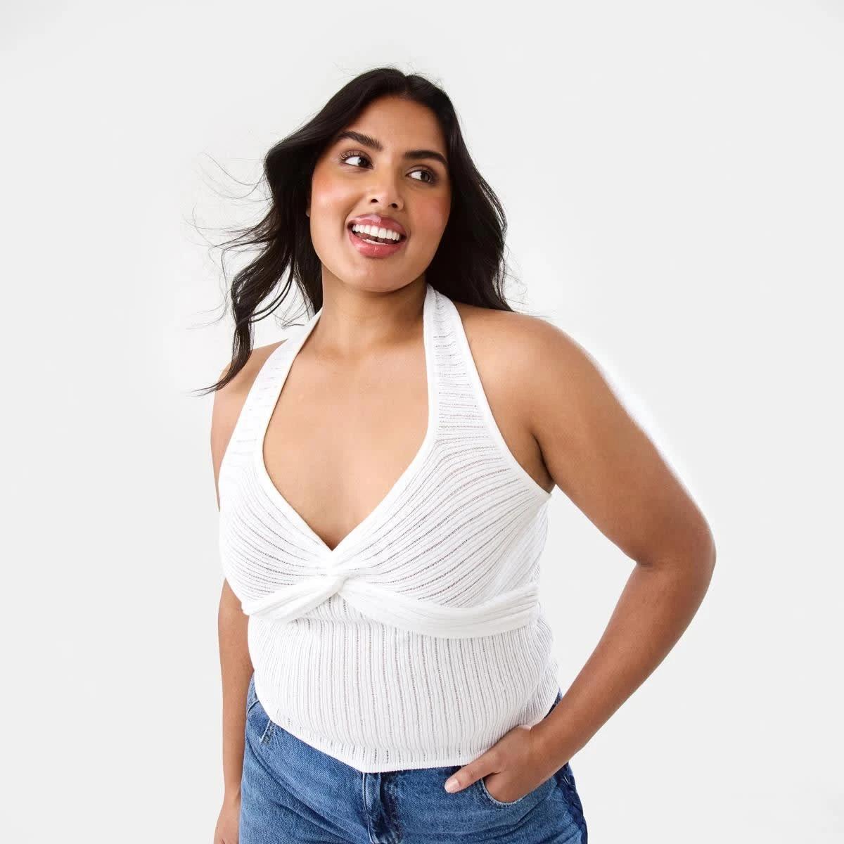 3 Halter Twist Front Top WHITE, 3 of 9