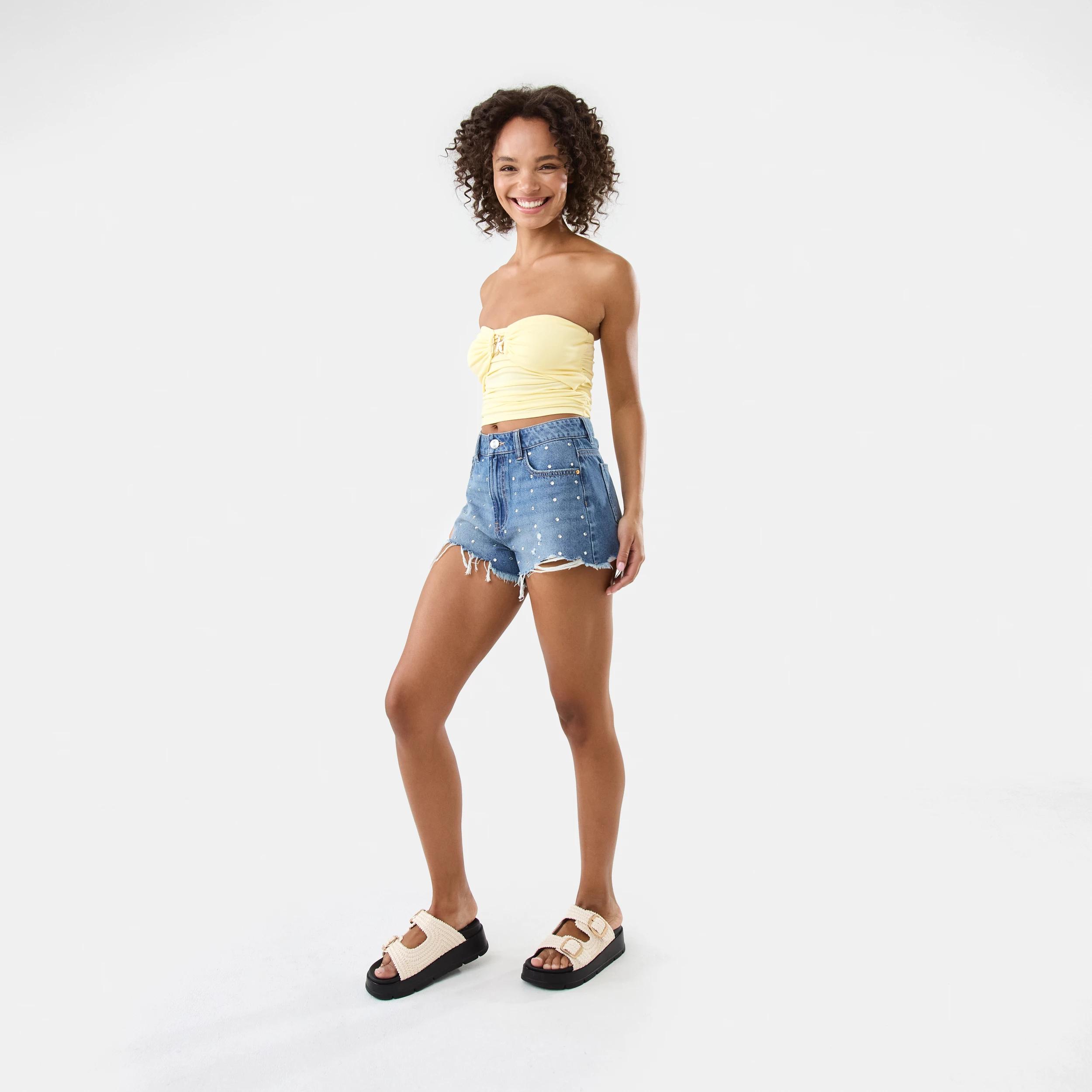 3 Gold Look Detail Tube Top Fln Yellow, 3 of 7