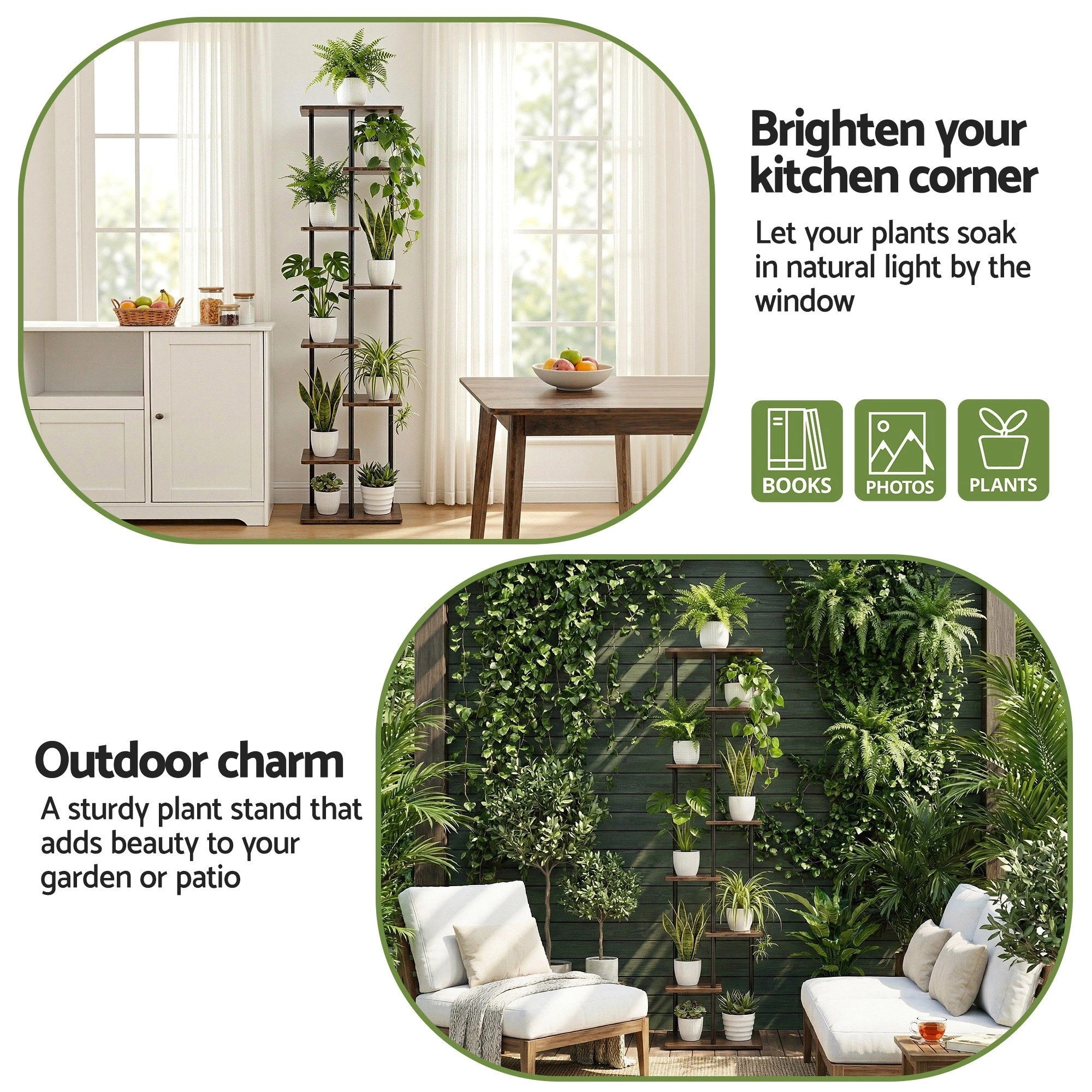 6 Artiss 8 Tiers Plant Stand Metal Flower Pots Shelf Indoor Outdoor Garden Home - Multi, 6 of 8