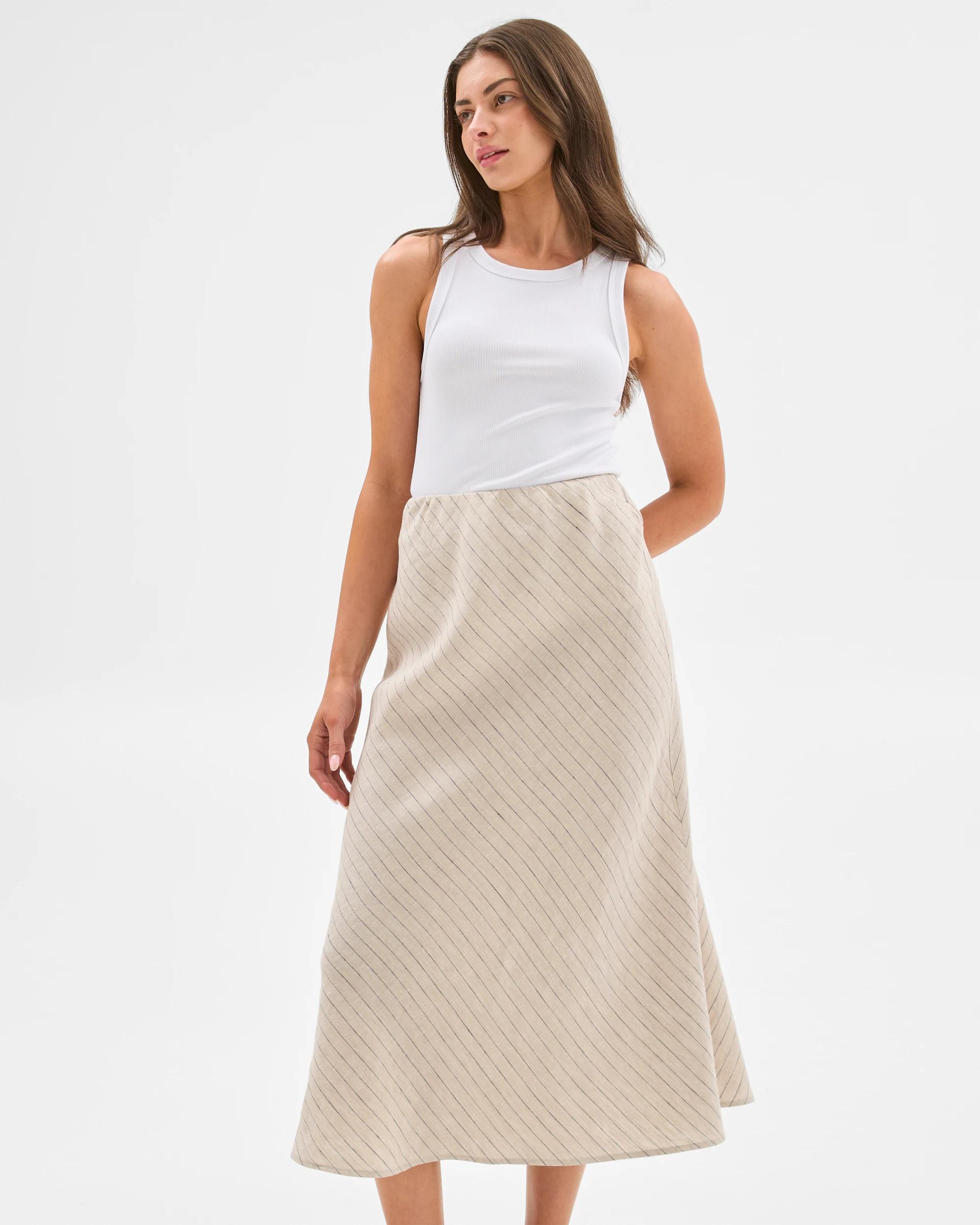 5 Target Petites European Linen Bias Maxi Skirt FLAX/INDIGO, 5 of 6