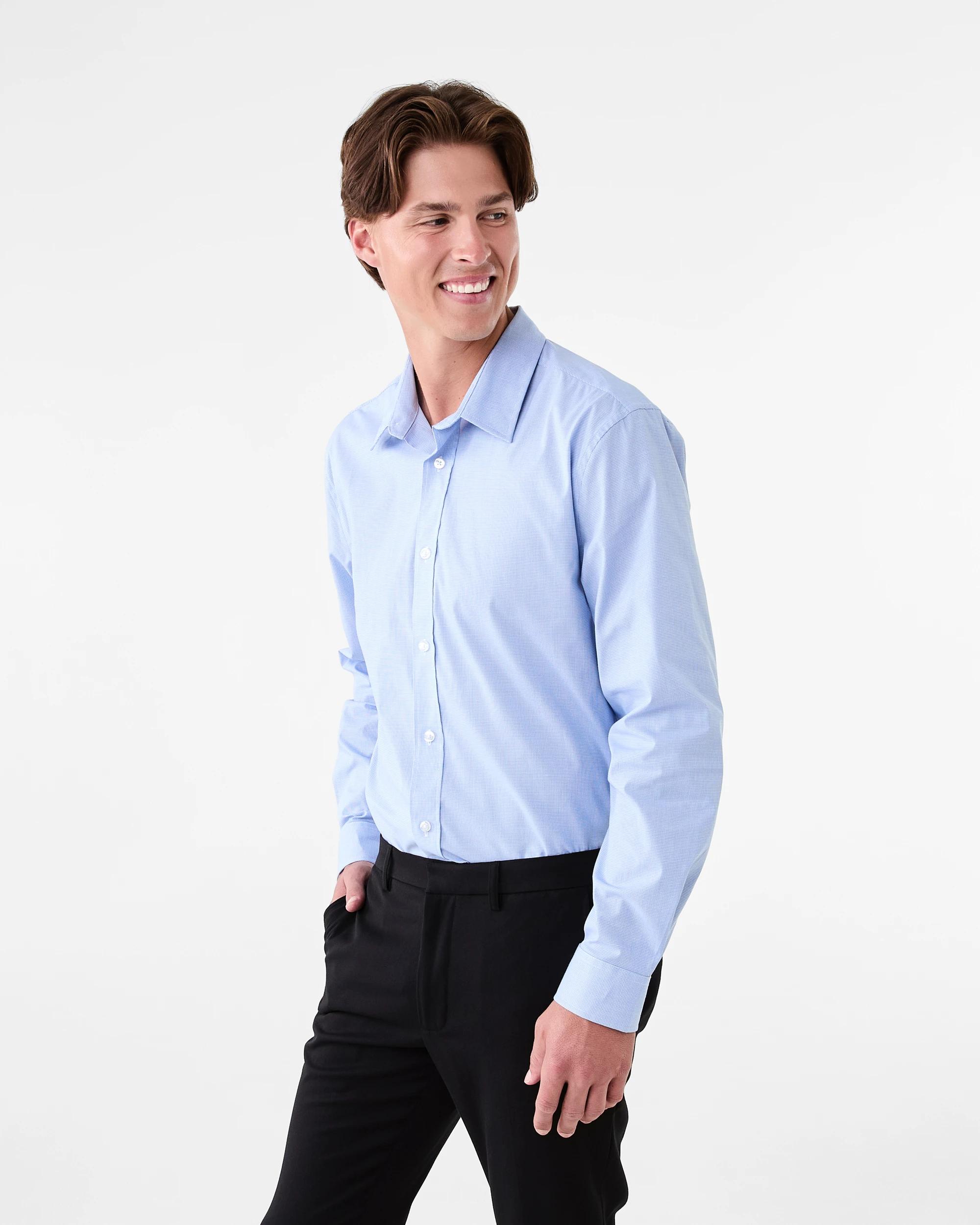 2 Workwear Long Sleeve Business Shirt Blu Micro, 2 of 7