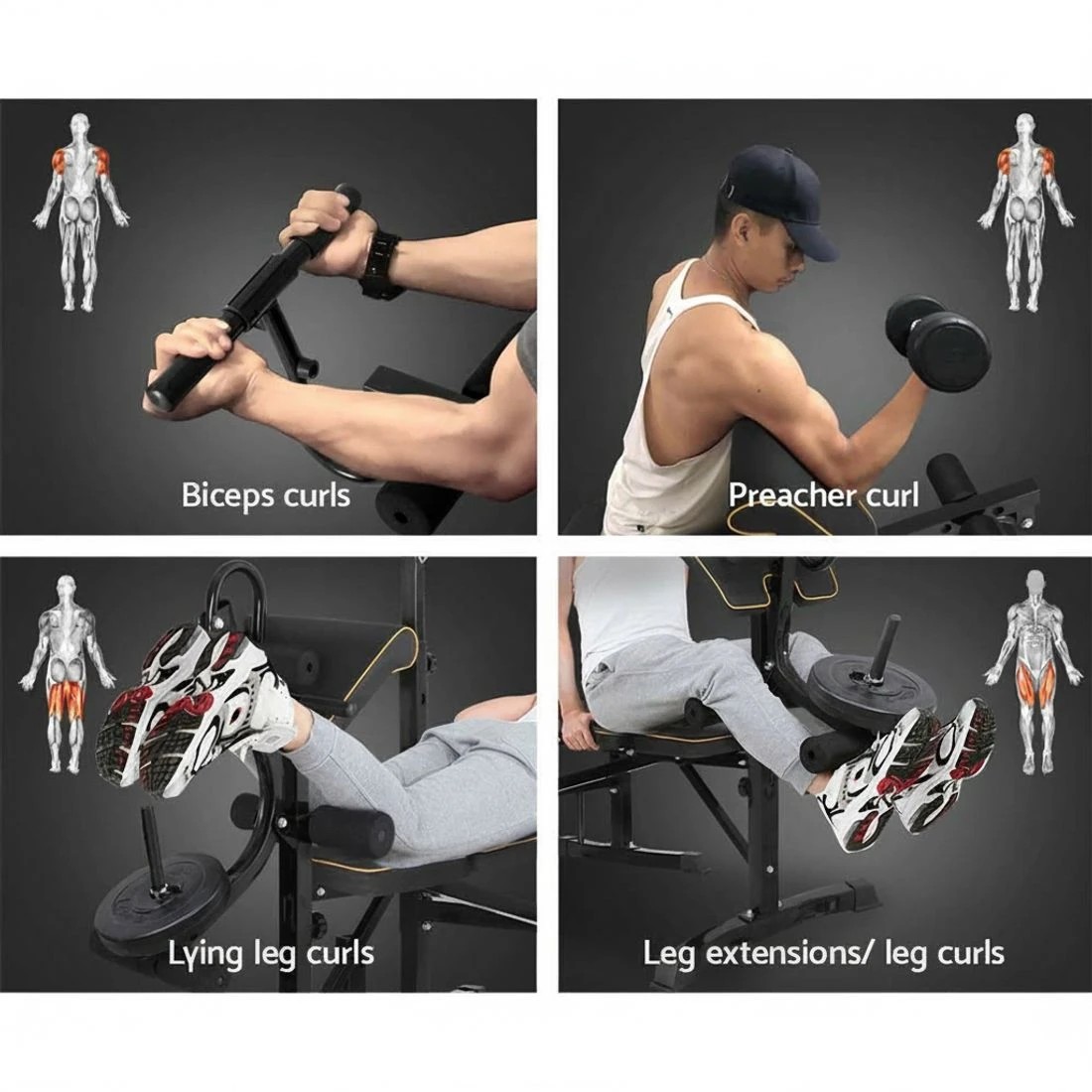 5 Everfit Weight Bench 10 in 1 Bench Press Home Gym Station 330kg Capacity - Black, 5 of 6