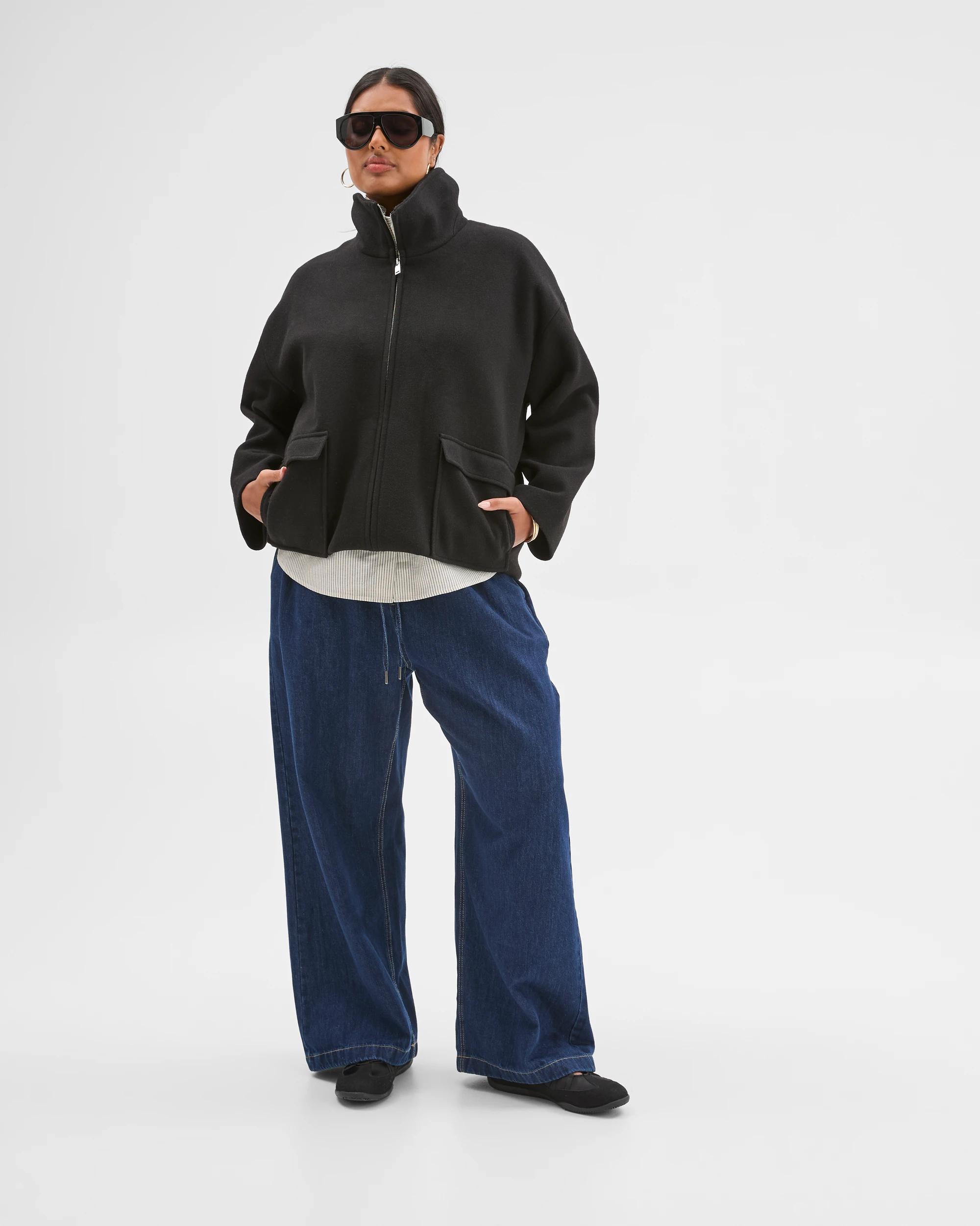 1 Target Curve Plus Size Zip Through Jacket BLACK, 1 of 6