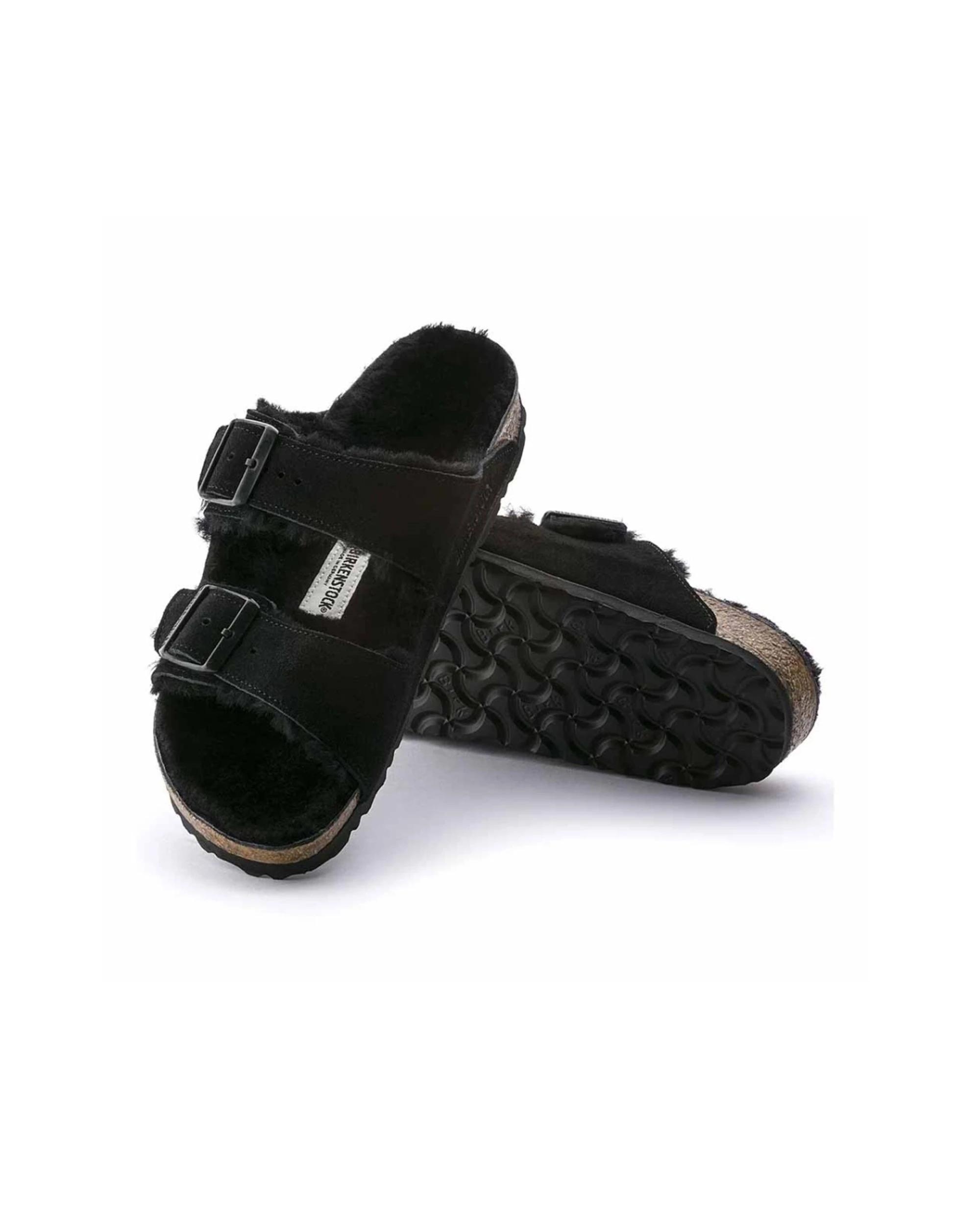 4 Birkenstock Arizona Shearling Suede Sandals Regular Width BLACK, 4 of 6