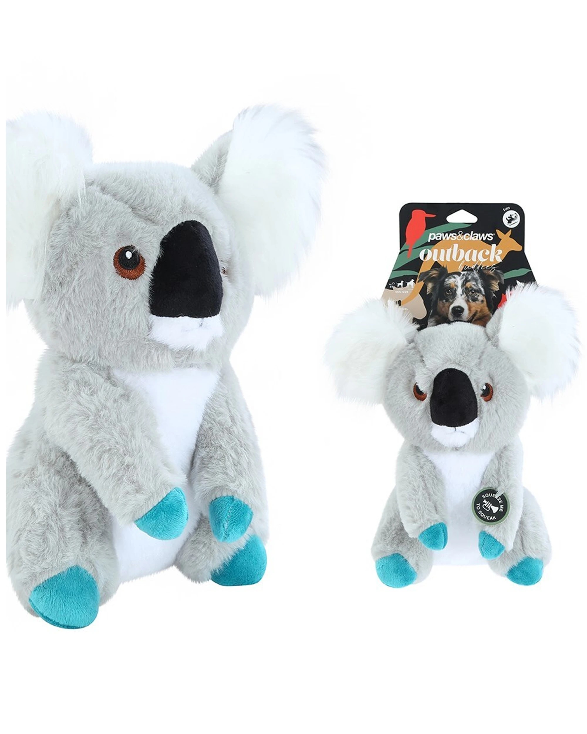 1 Paws And Claws Outback Buddies 26cm Koala Pet Soft Toy With Squeaker - Dog Toy
 - Grey, 1 of 4