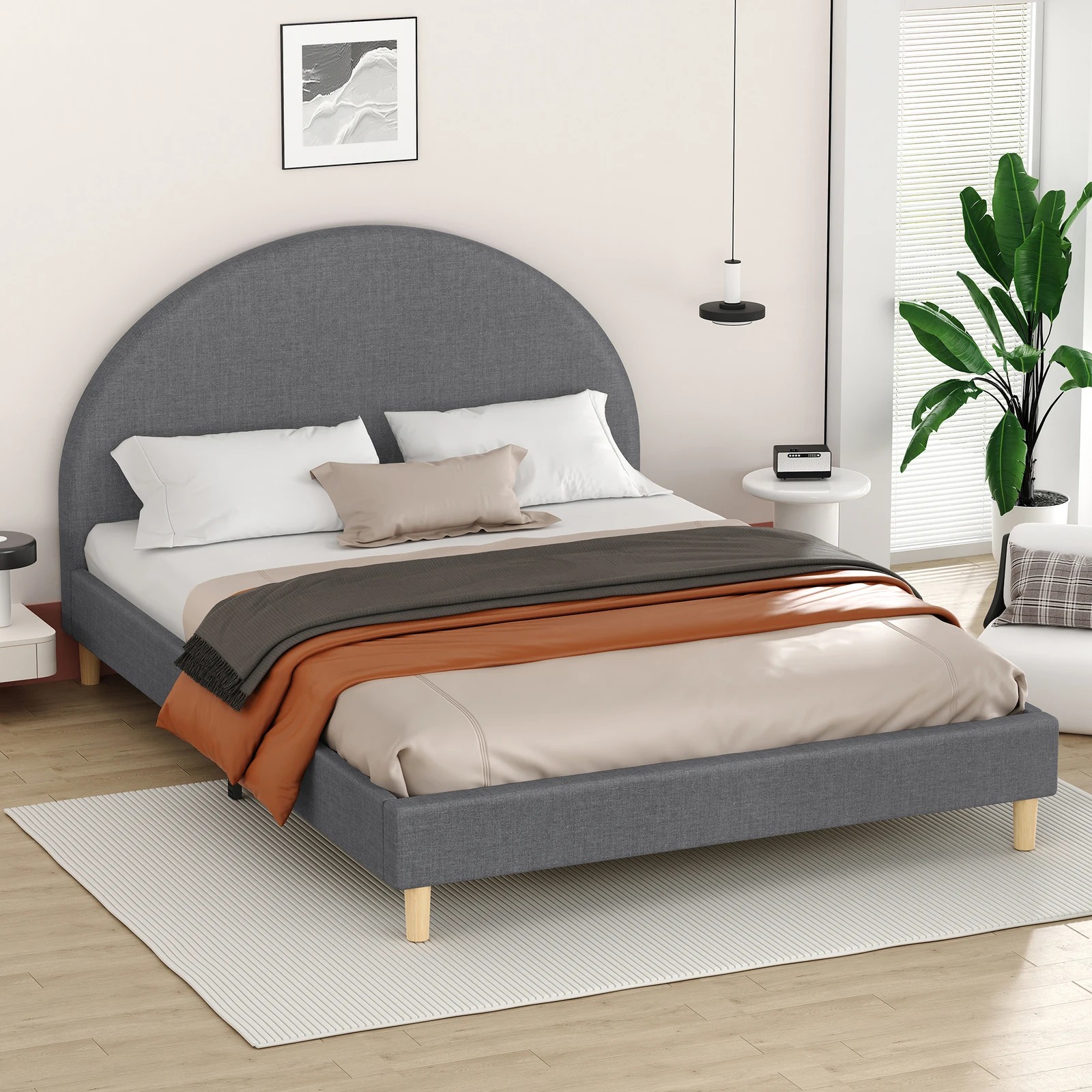 7 Alfordson Bed Frame Queen Size Mattress Base Platform Fabric Calla - Grey, 7 of 10