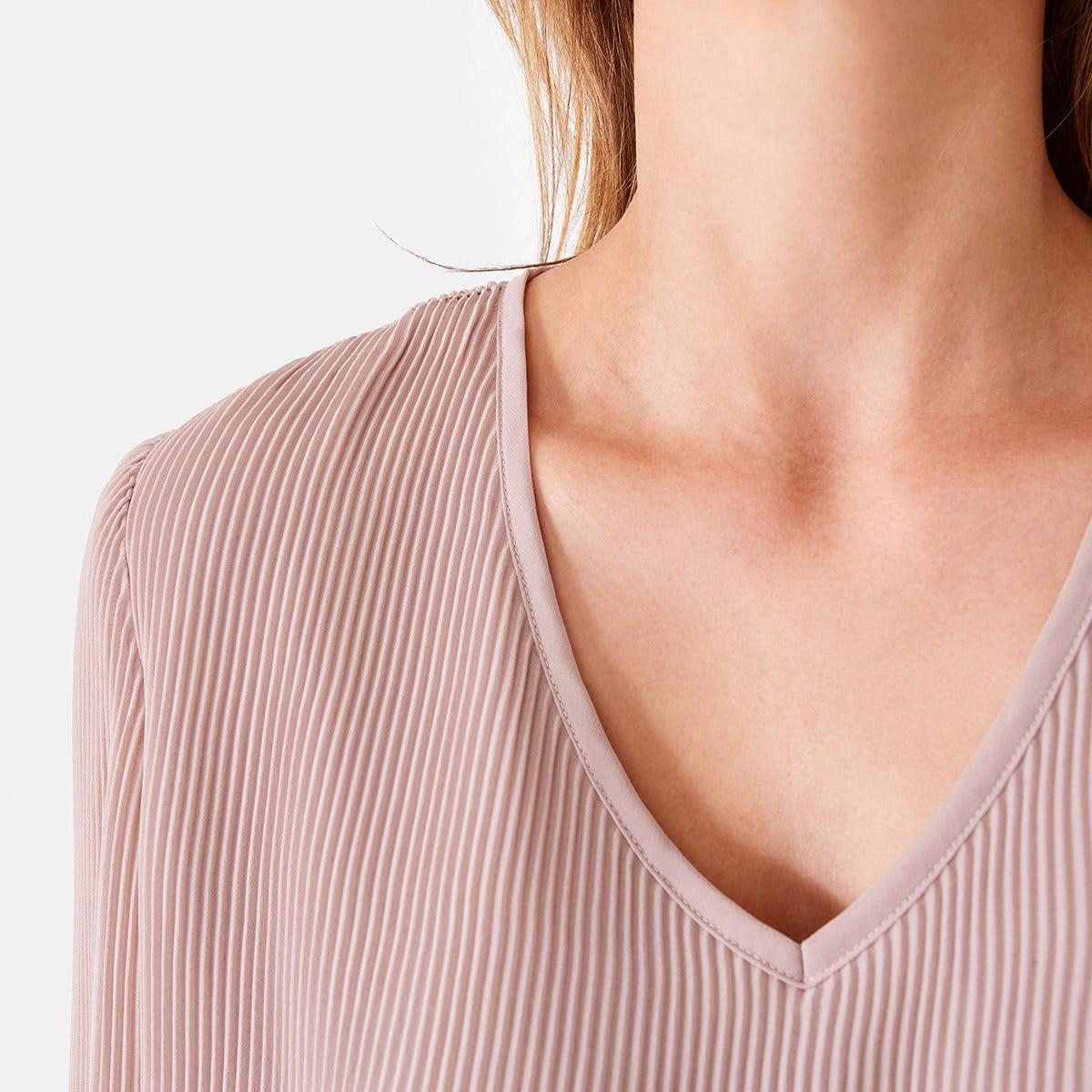 5 Long Sleeve Pleat Top Mdst Pink, 5 of 6