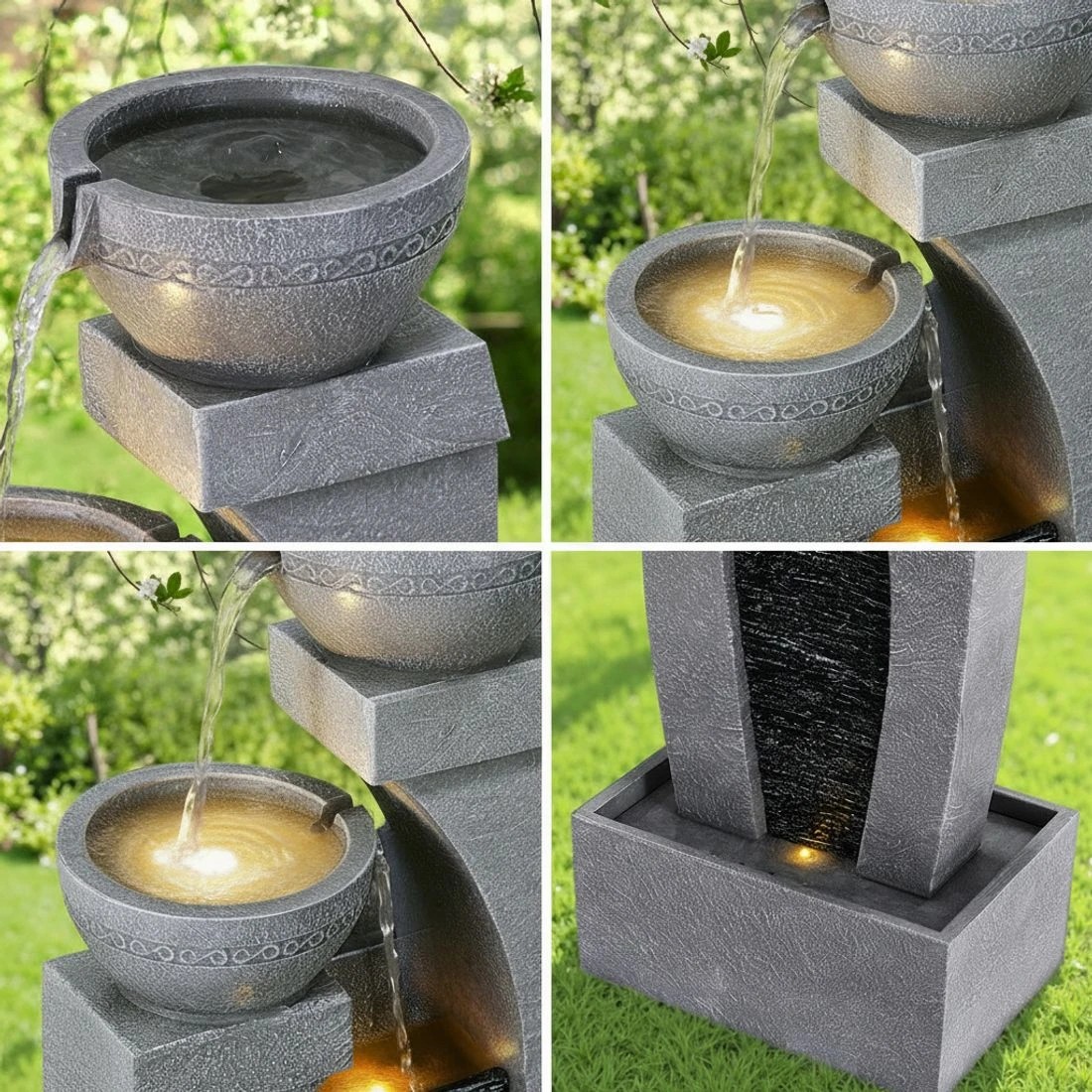 7 Gardeon Solar Fountain Water Feature Outdoor Fountain Indoor 3-Tier Cascading - Grey, 7 of 8