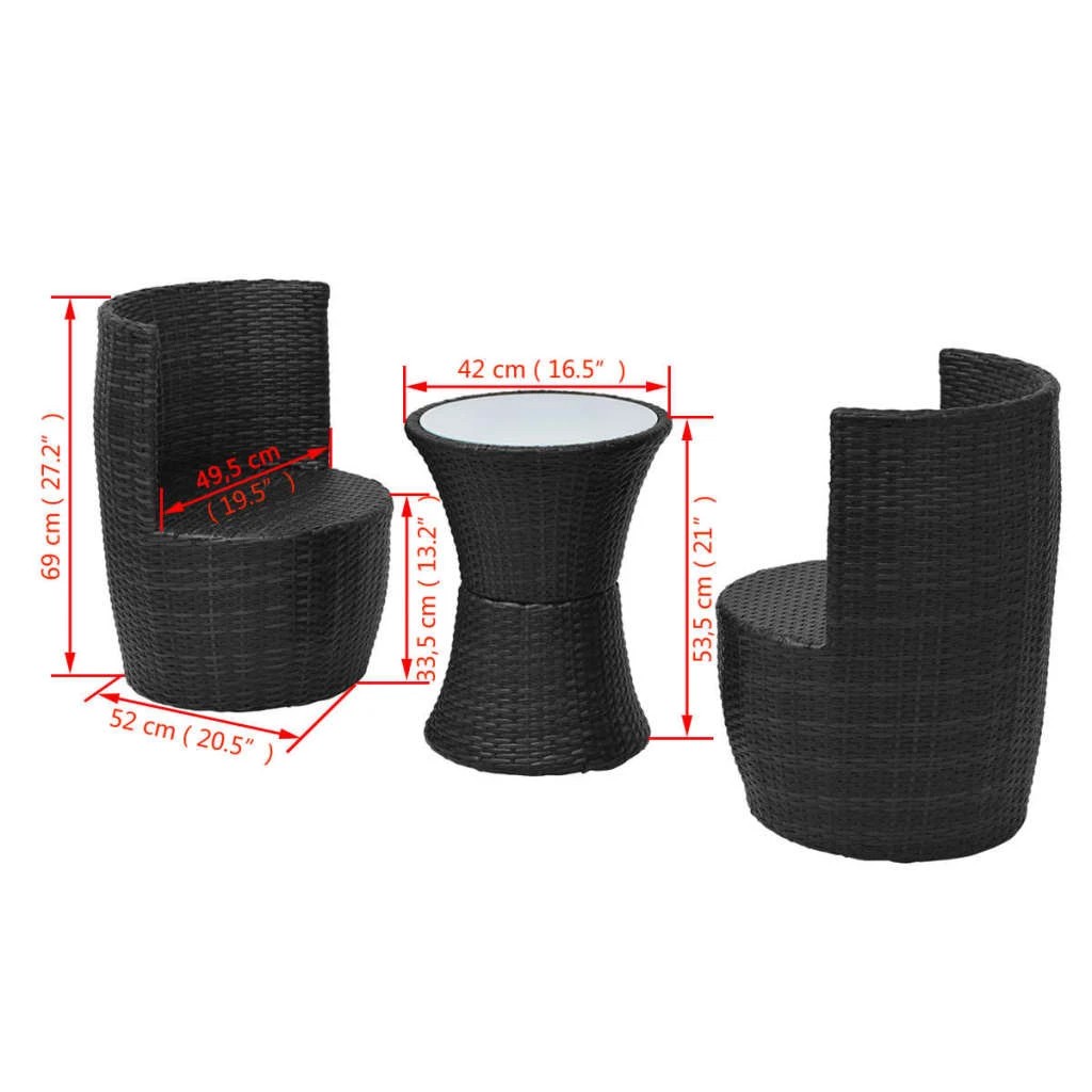 8 vidaXL Garden furniture set Stackable - Black, 8 of 8