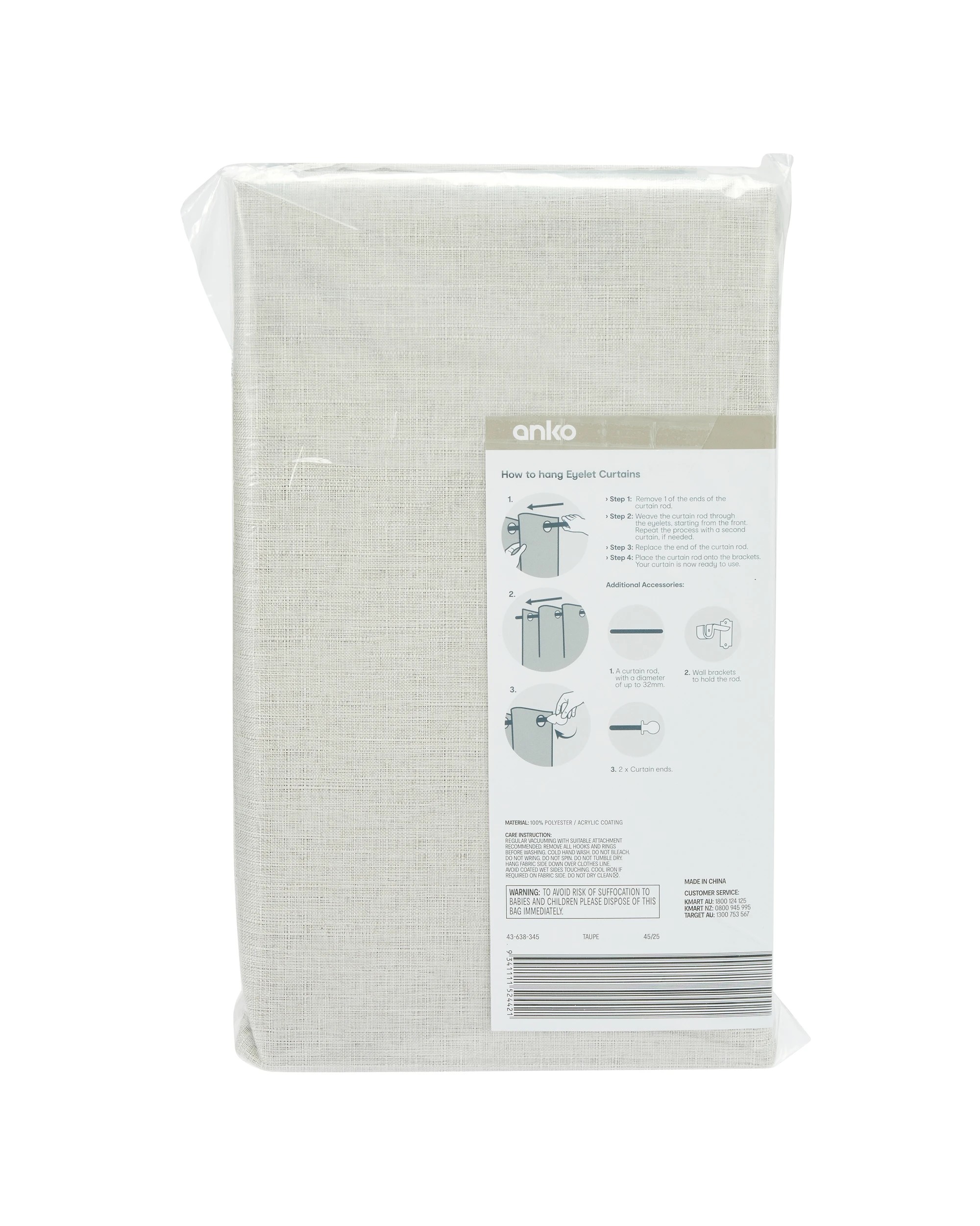 7 Monaco Long Block Out Curtain - Taupe - 140cm x 250cm, 7 of 7