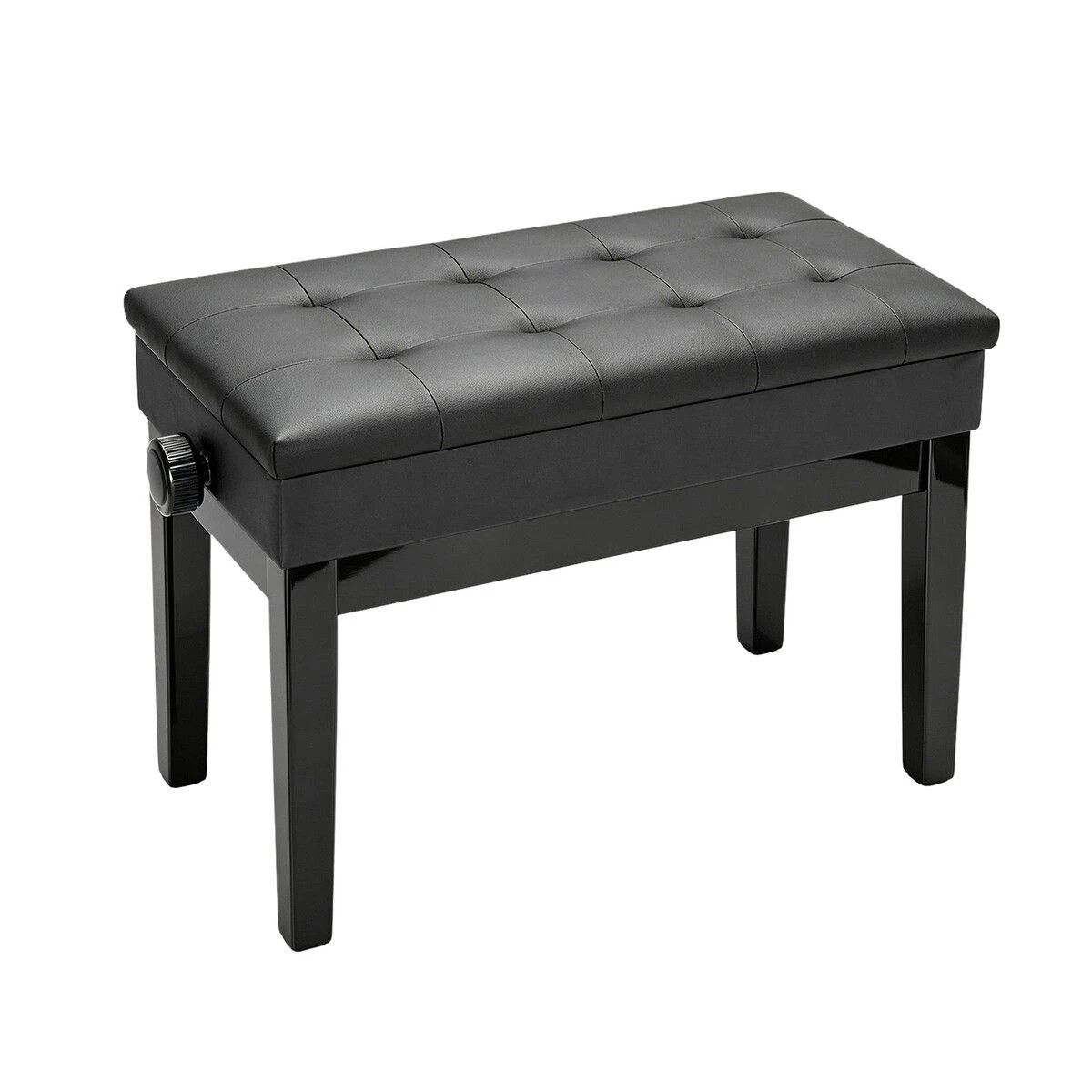 1 Melodic Adjustable Large Piano Bench Stool with Storage Wooden PU Leather Keyboard Seat, 1 of 7