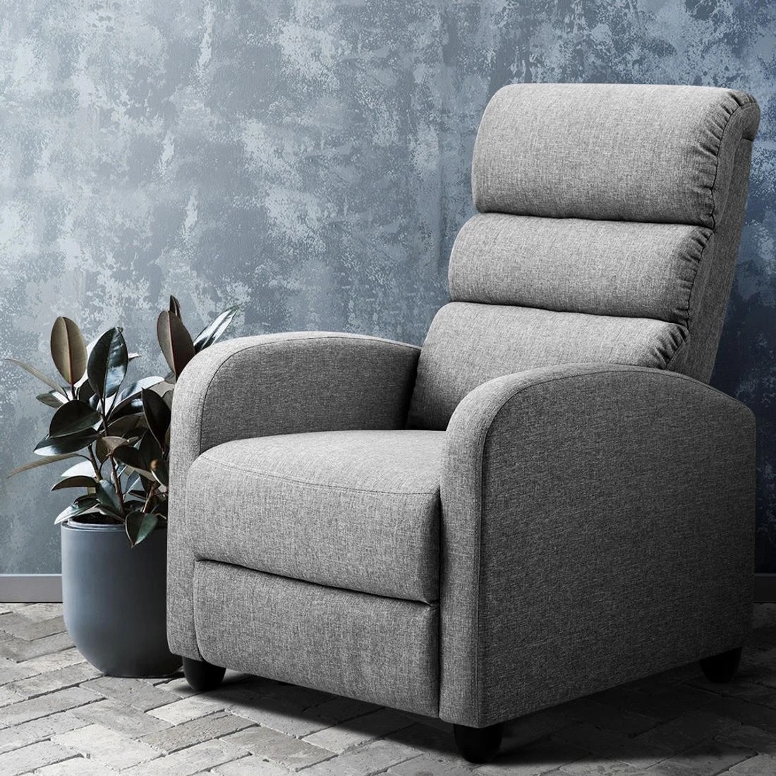 7 Artiss Recliner Chair, Grey Faux Linen — 21cm High-Resilience Foam, Adjustable Back &amp; Footrest - Grey, 7 of 7