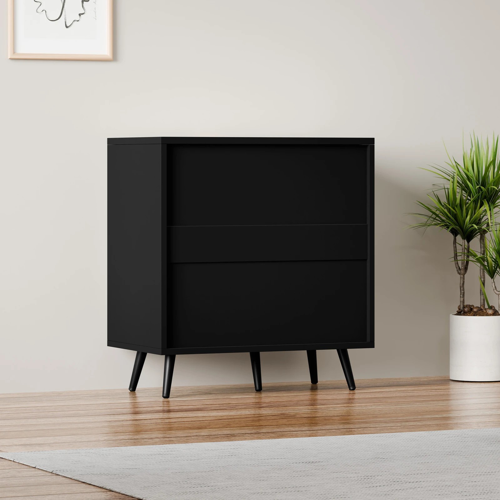 8 Alfordson 4 Chest of Drawers Modern Storage Cabinet Dresser Tallboy - Black, 8 of 10