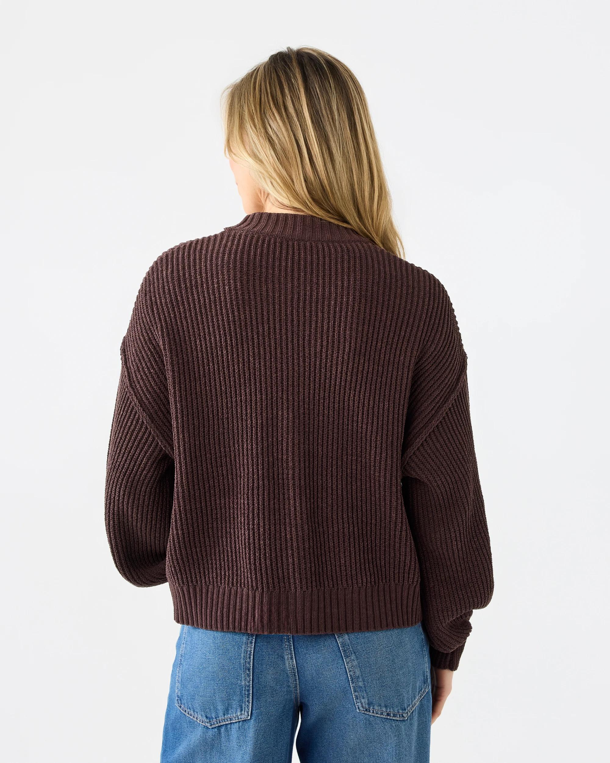 3 Chenille V Neck Cardigan Melt Brown, 3 of 7