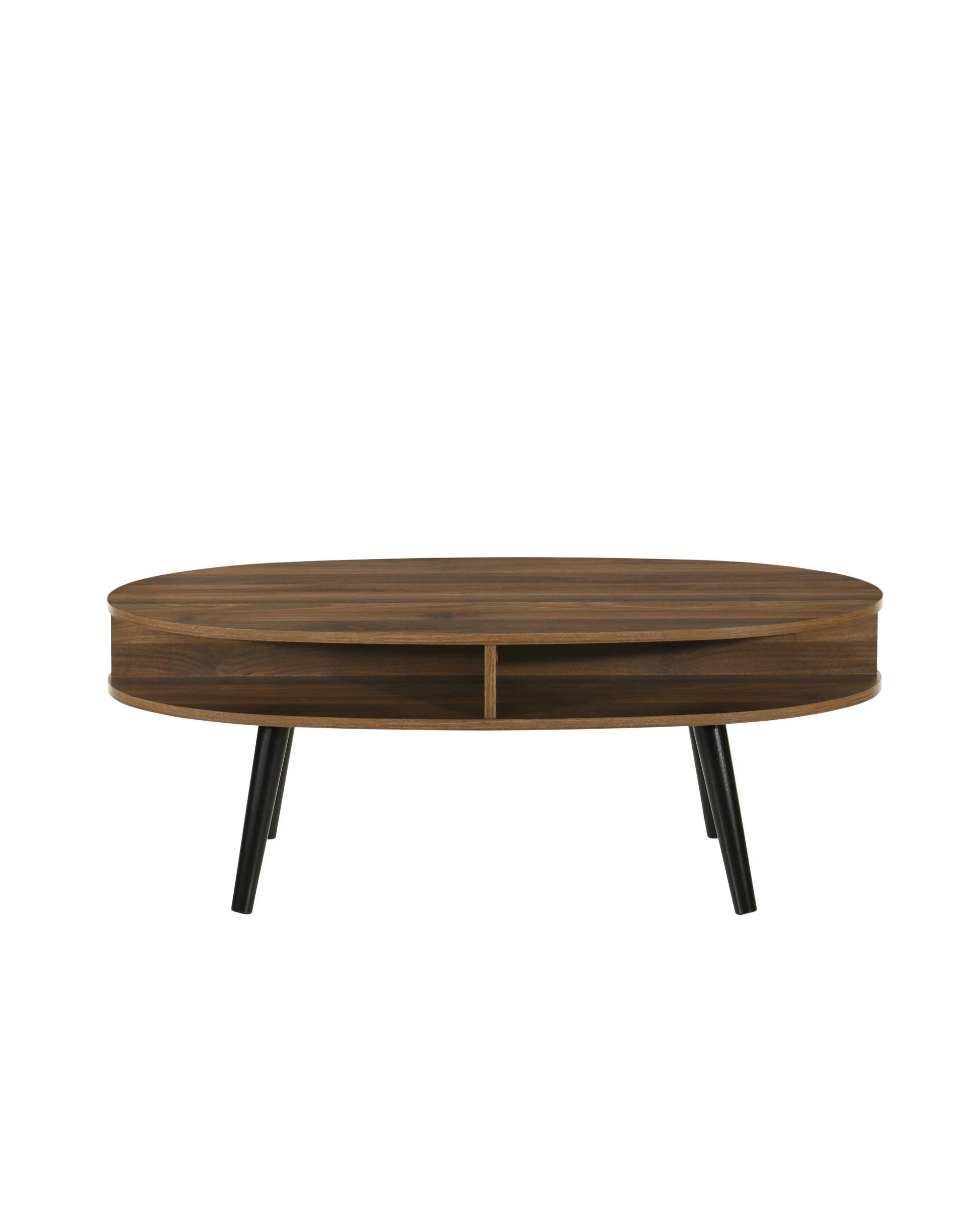 4 Kodu Oval Coffee Table Open Shelving Walnut - Brown, 4 of 5