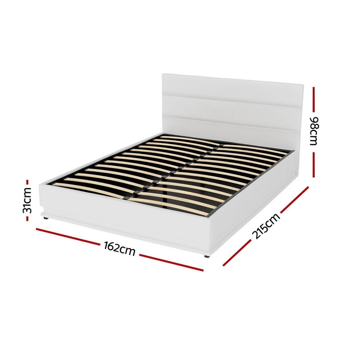 2 Artiss Bed Frame Queen Size LED Gas Lift
 - white, 2 of 7