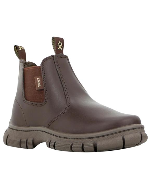 Grosby New Ranch Boots Brown Toddler Infant Boys Kids Leather Slip On Shoes
