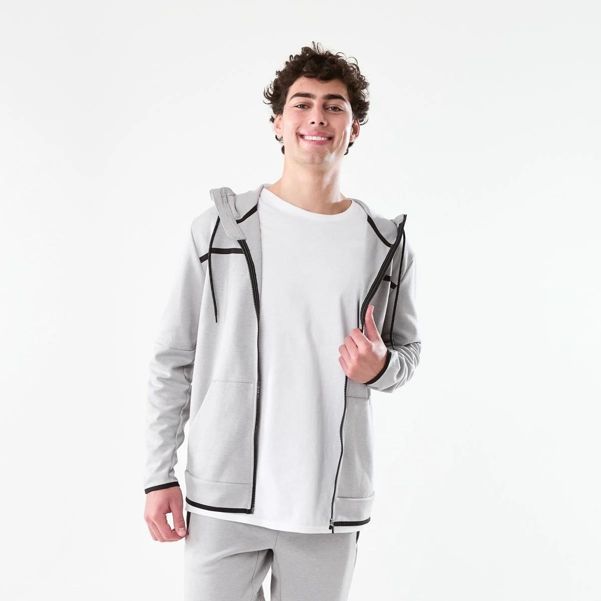 1 Active Mens Sports Hoodie GREY MARLE CORE, 1 of 8